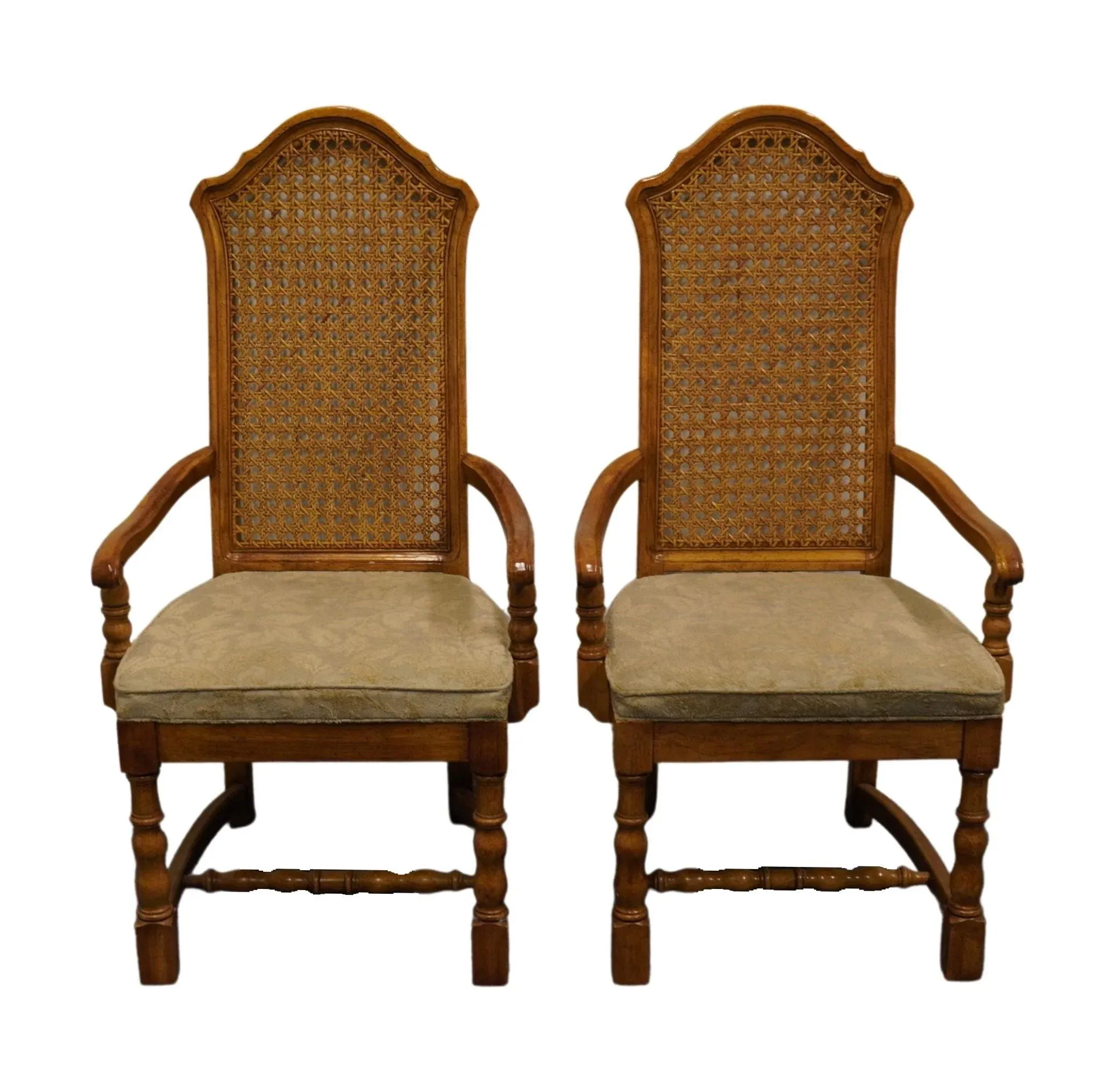 Set of 2 Drexel Heritage Chartwell Collection Cane Back Dining Arm