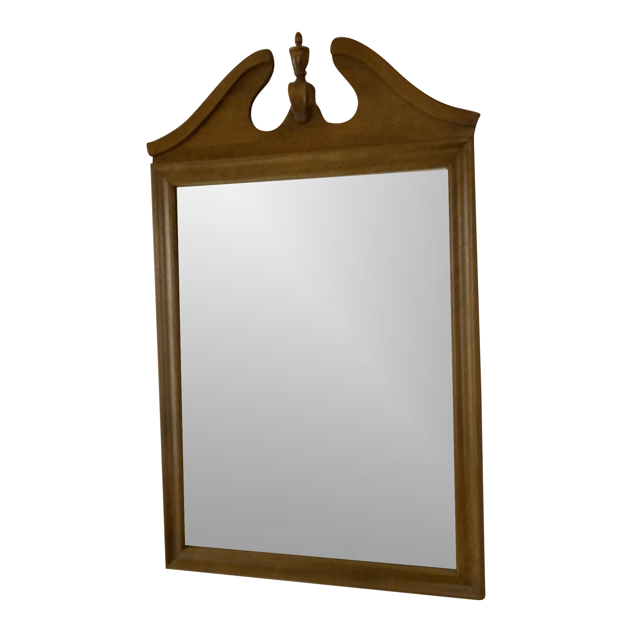 1960s Ethan Allen by Baumritter Maple Wood Pediment Wall Mirror 105000