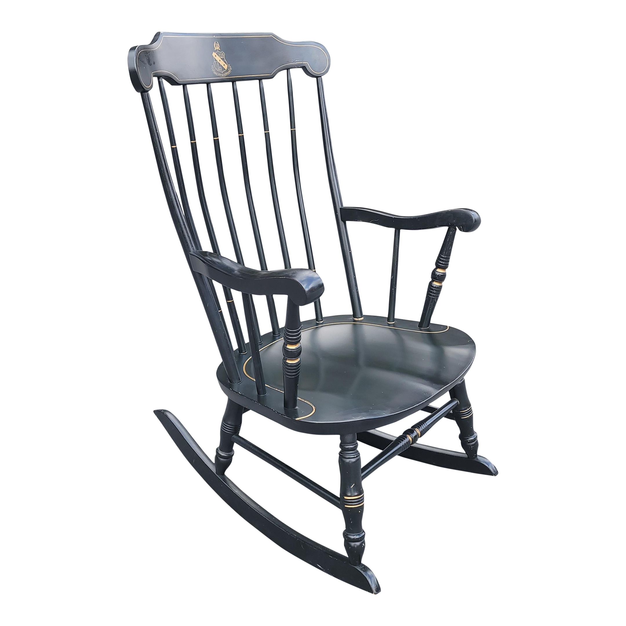 S. Bent Bros Monogrammed Hitchcock Style Stenciled Rocking Chair Chairish