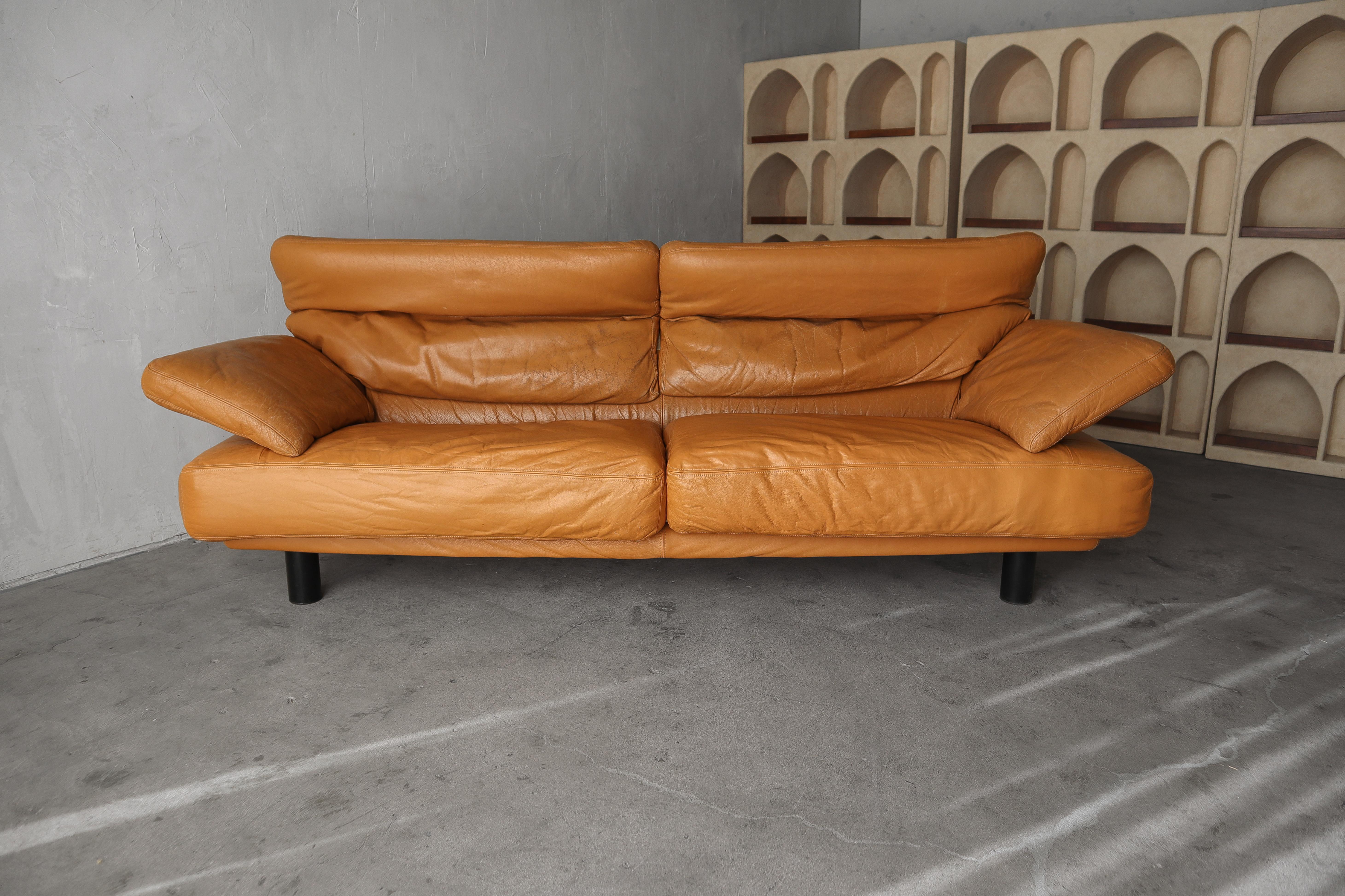 Post Modern Italian Leather Alanda Sofa by Paolo Piva for B&b