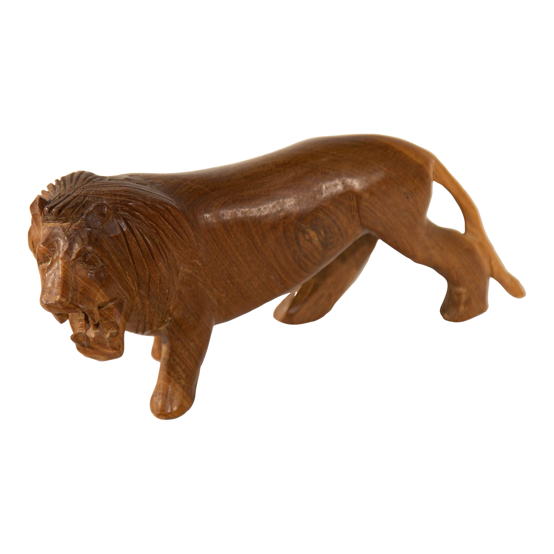 Hand Carved Wooden African Lion Figurine Kenya 1970's Chairish