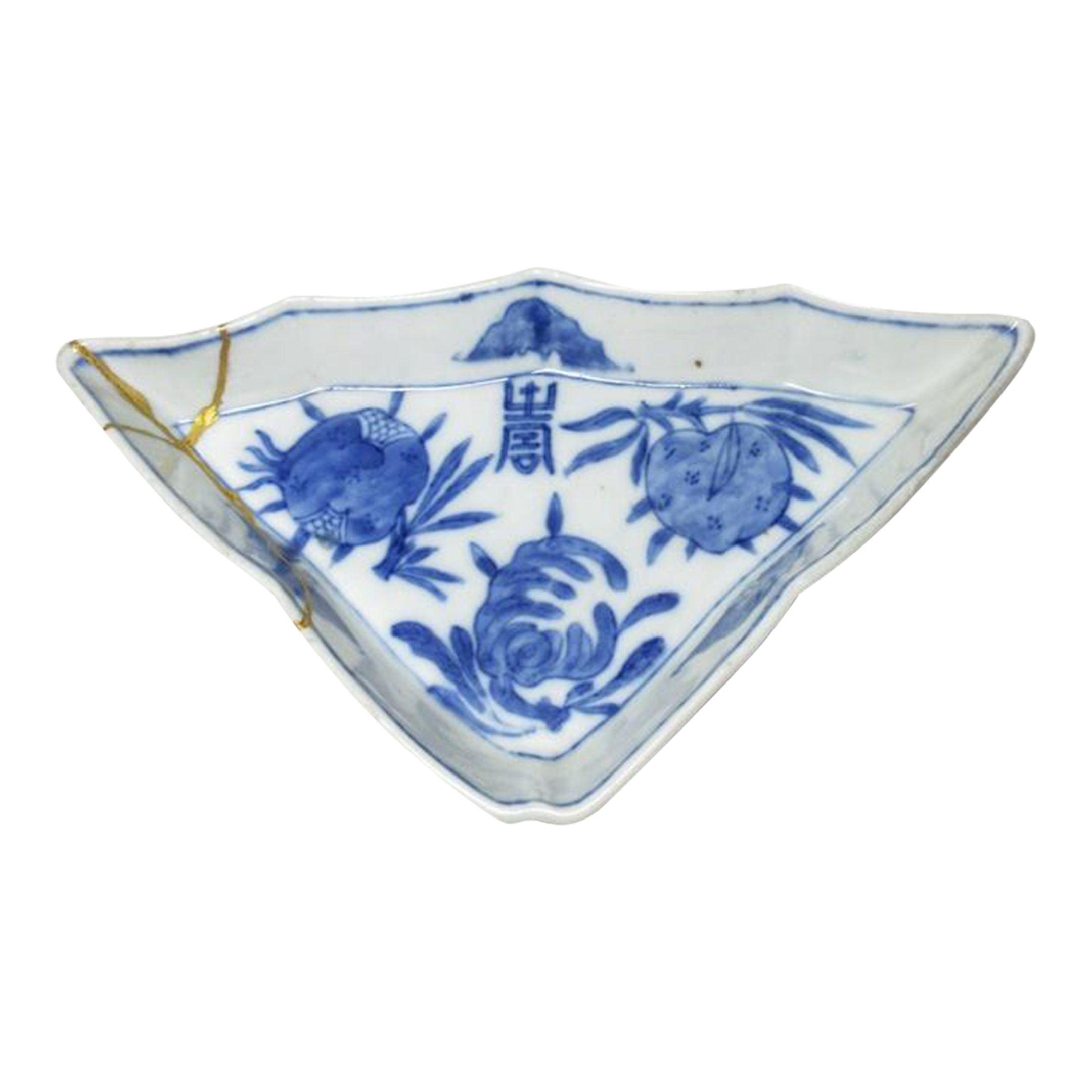 17th Century Ko-Sometsuke Blue and White Porcelain Dish With Kintsugi