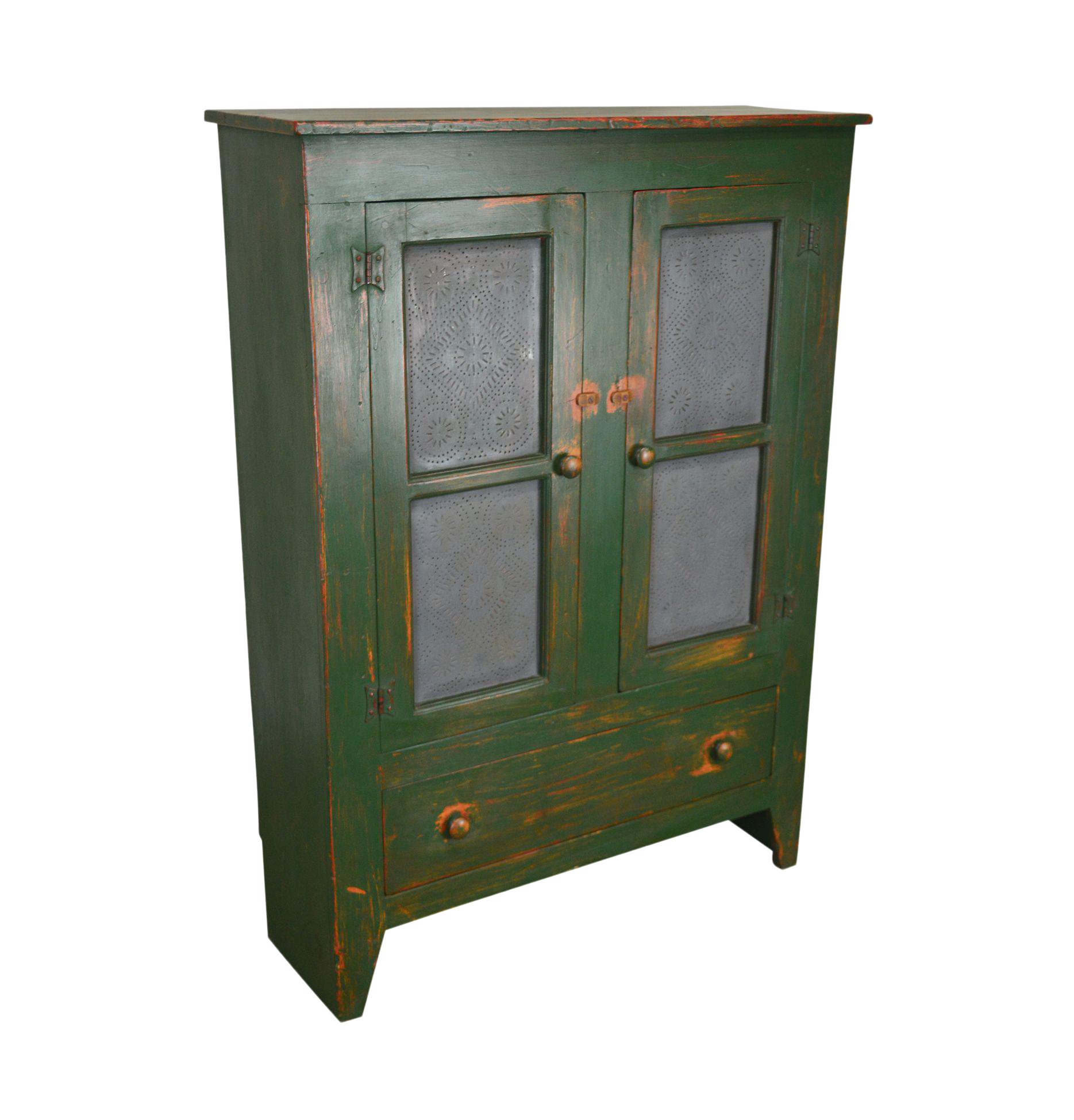 Country Custom Hand Crafted Green Painted Pie Sofa Cupboard With