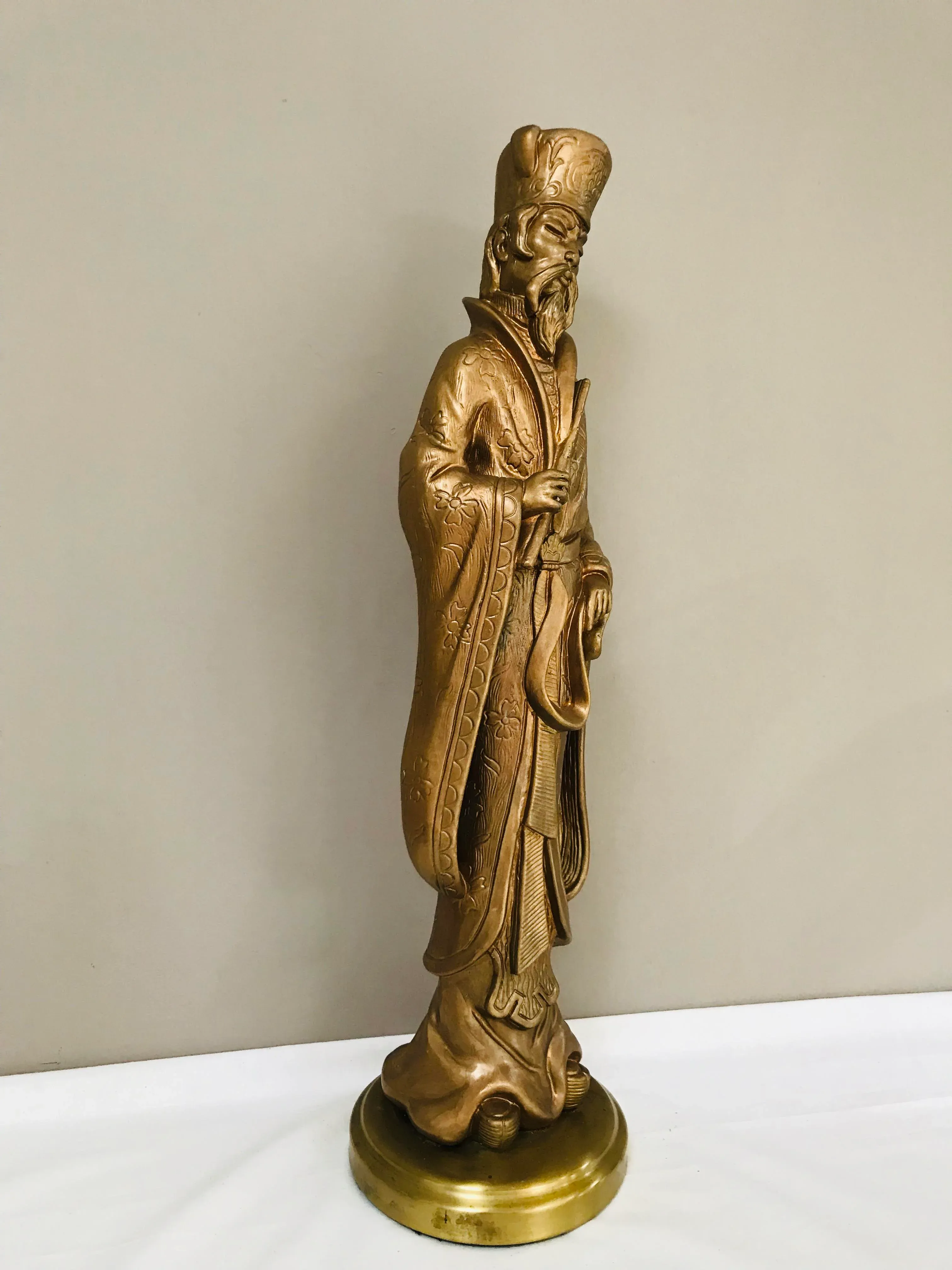 Hollywood Regency Gilded Chinoiserie Statue Wise Man