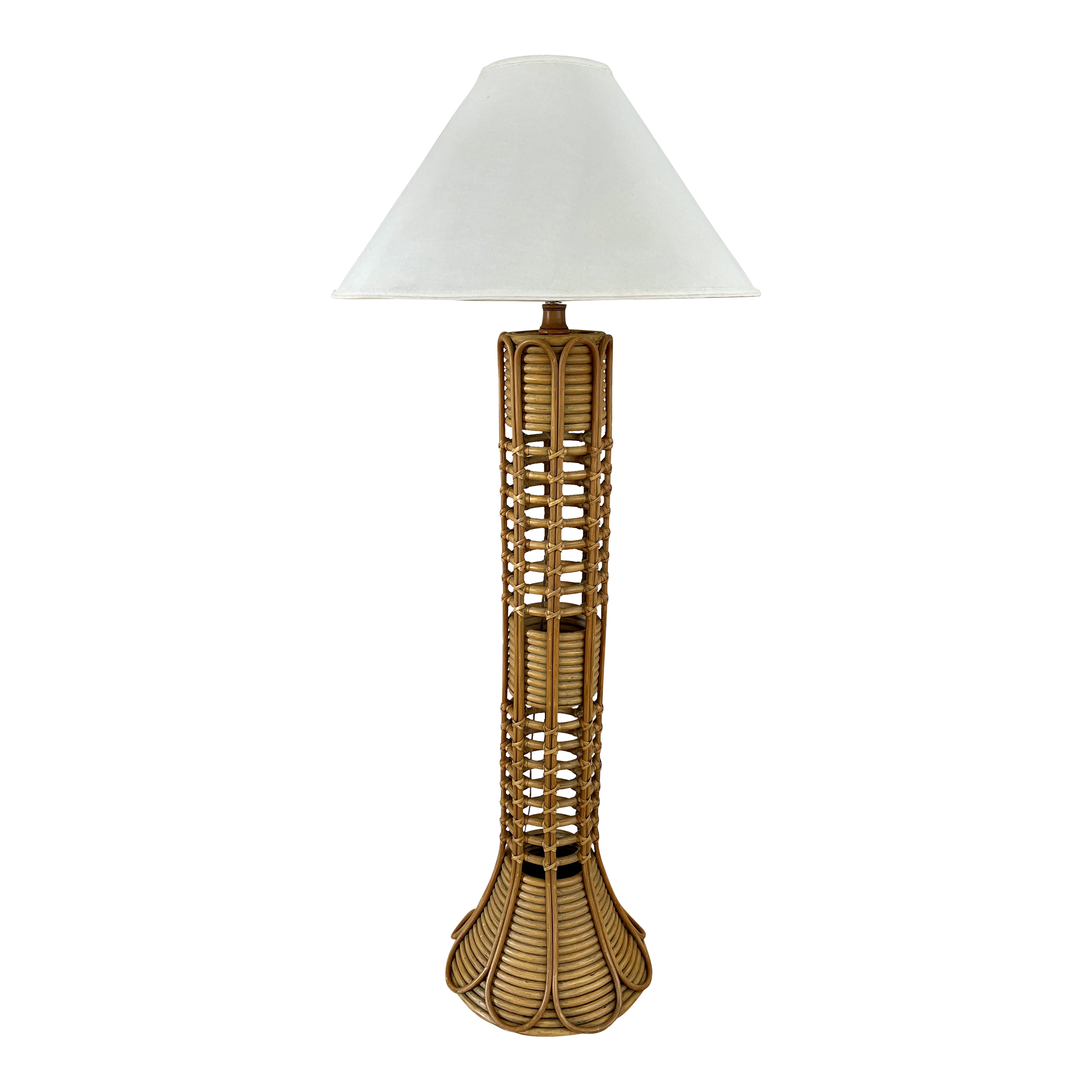 MidCentury Rattan Floor Lamp With Shade Chairish