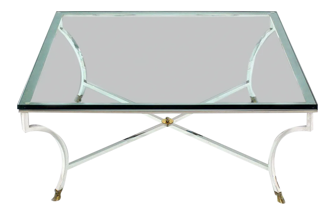 Vintage Mid Century GlassTop Square Coffee Table Chairish