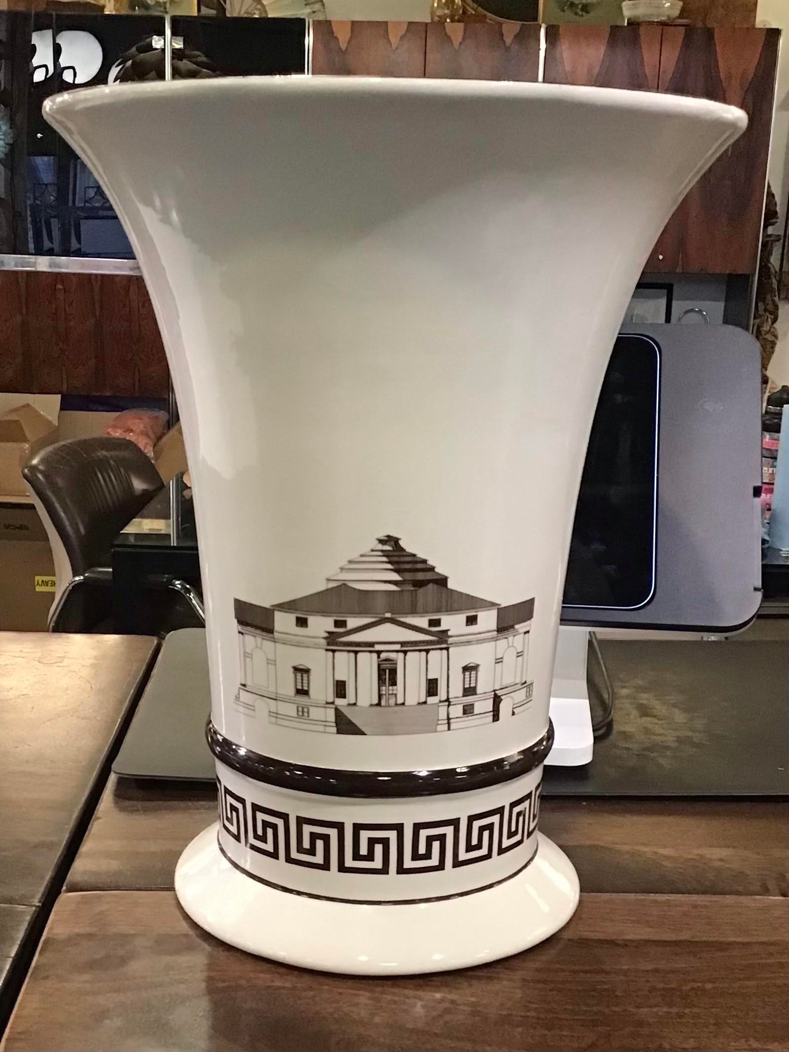 Late 20th Century Monumental Ceramic Vase in the Style of Piero Fornasetti