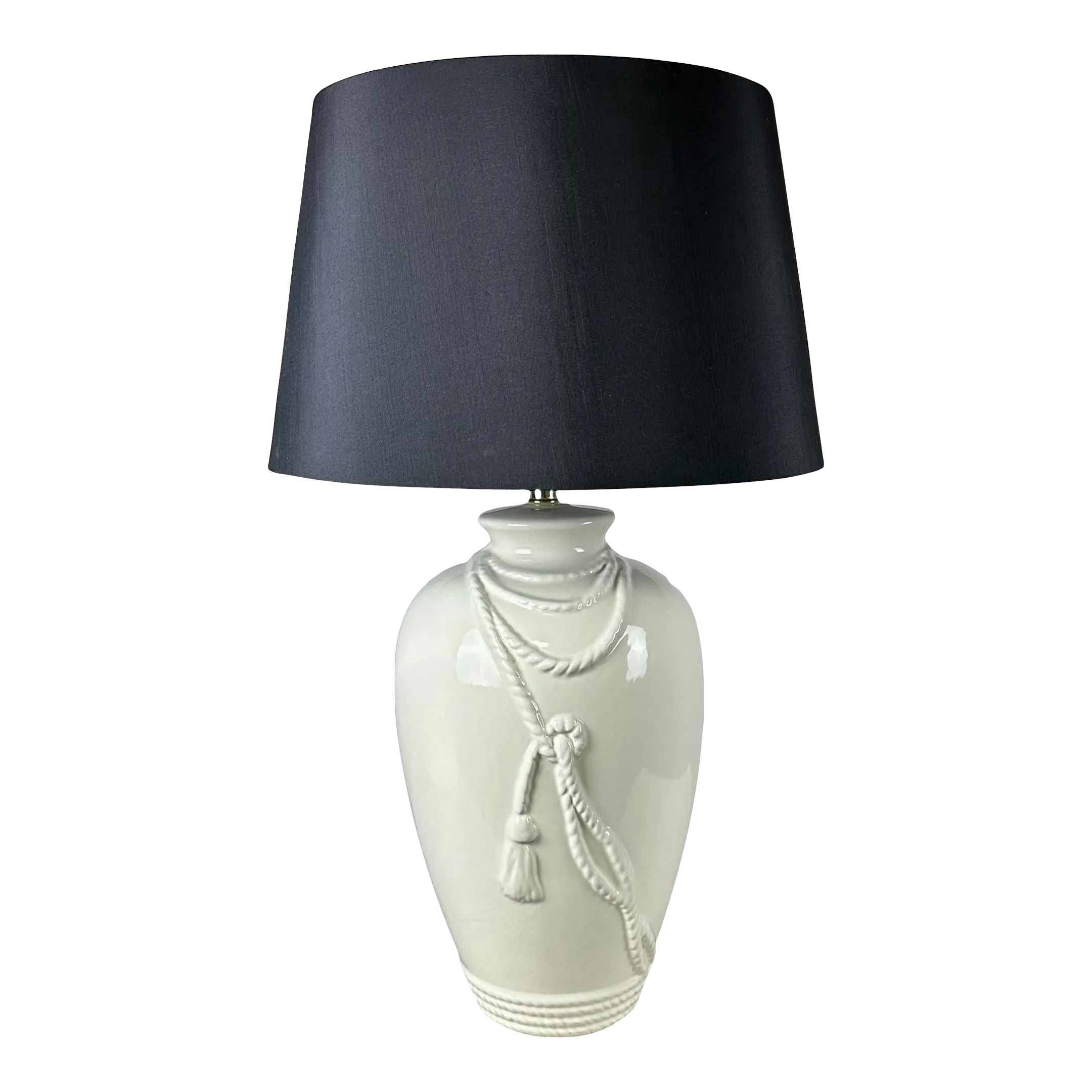 Vintage Rope Motif White Ceramic Ginger Jar Vase Table Lamp Chairish