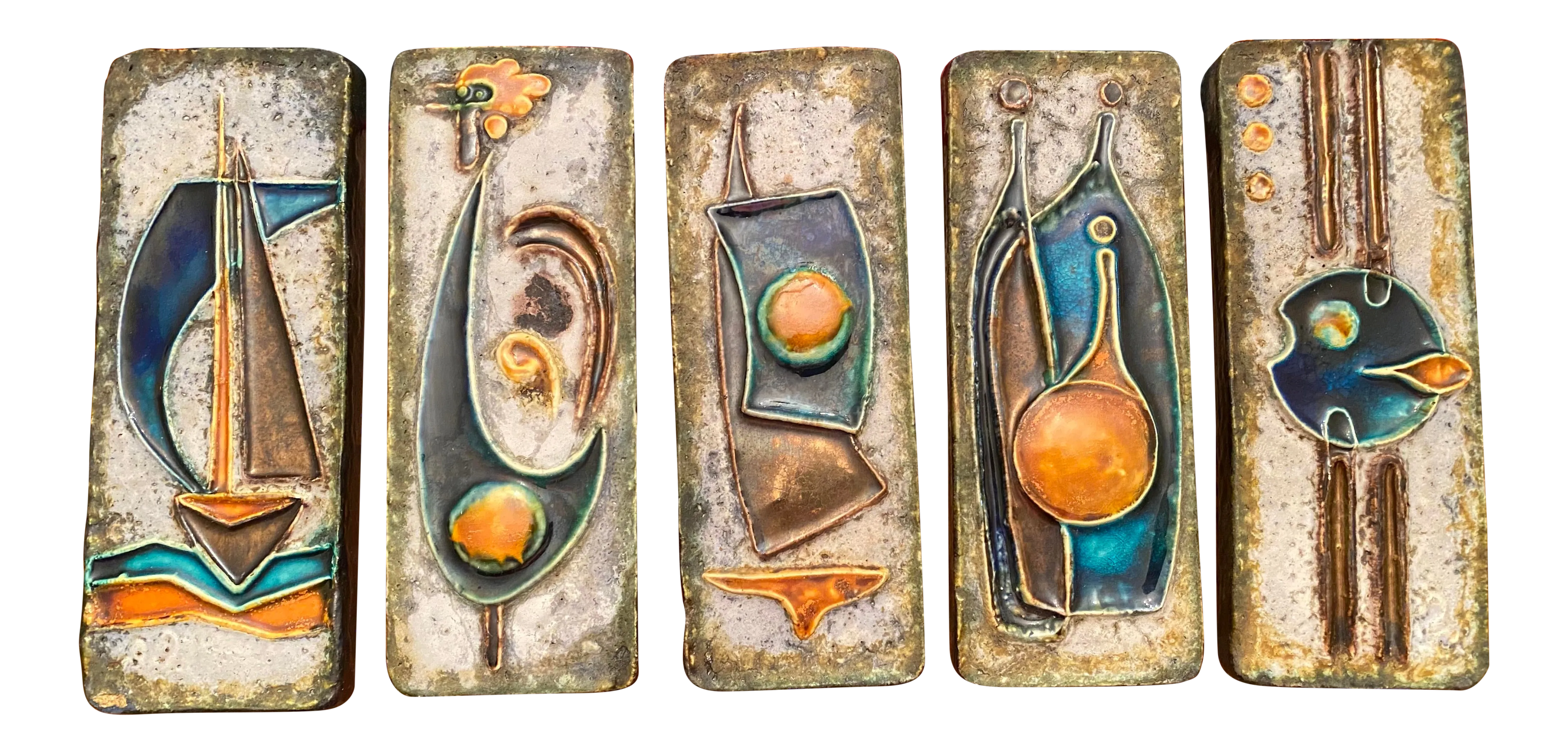 Mid 20th Century Modernist Abstract Wall Hanging Ceramic Tile