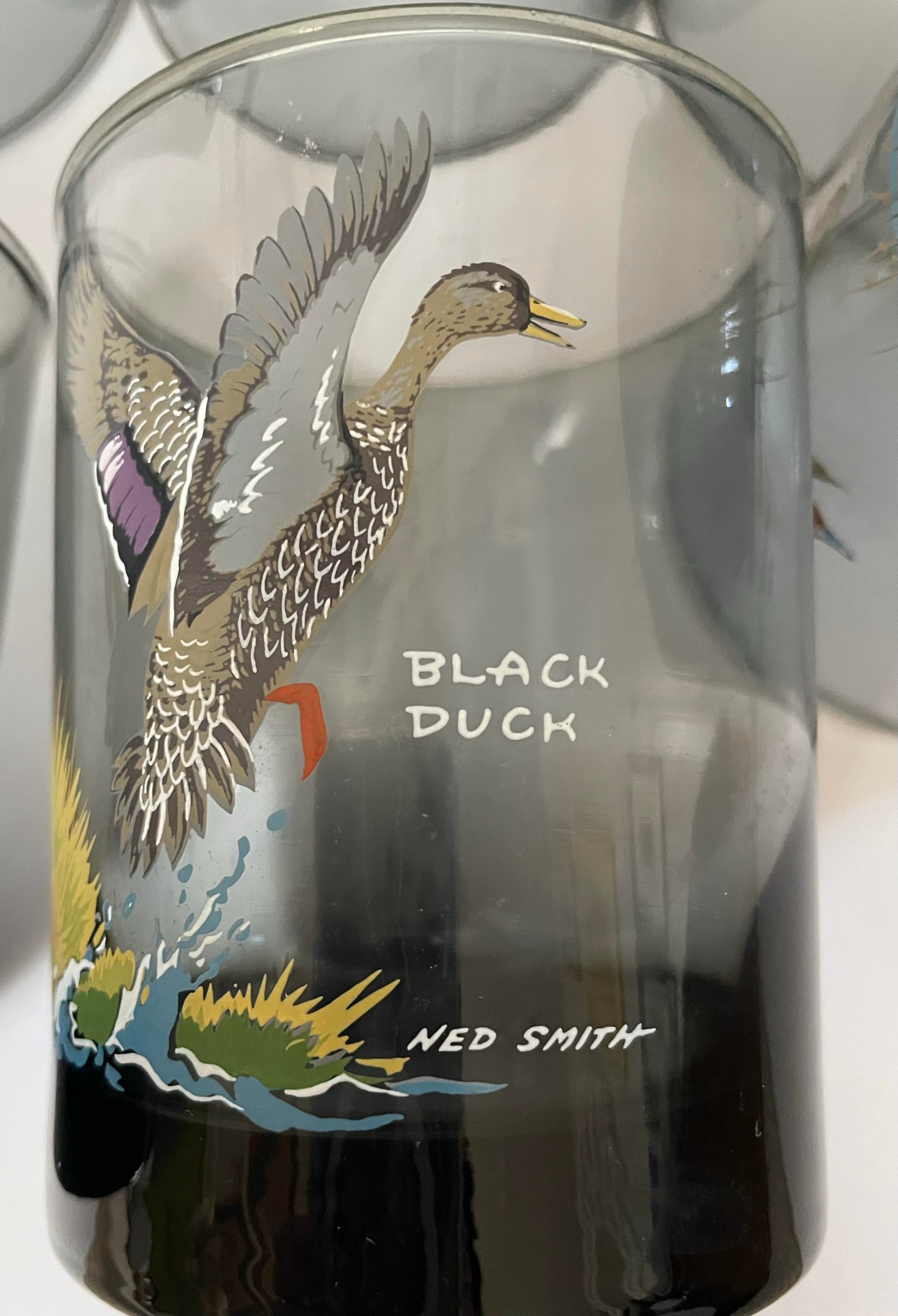 Ned Smith 22k Gold Rim Waterfowl Dof Double Old-Fashioned Glasses, Set of 6