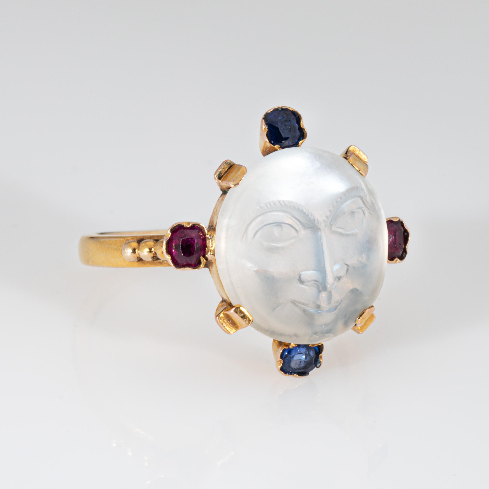 14k gold man in the moon moonstone ring