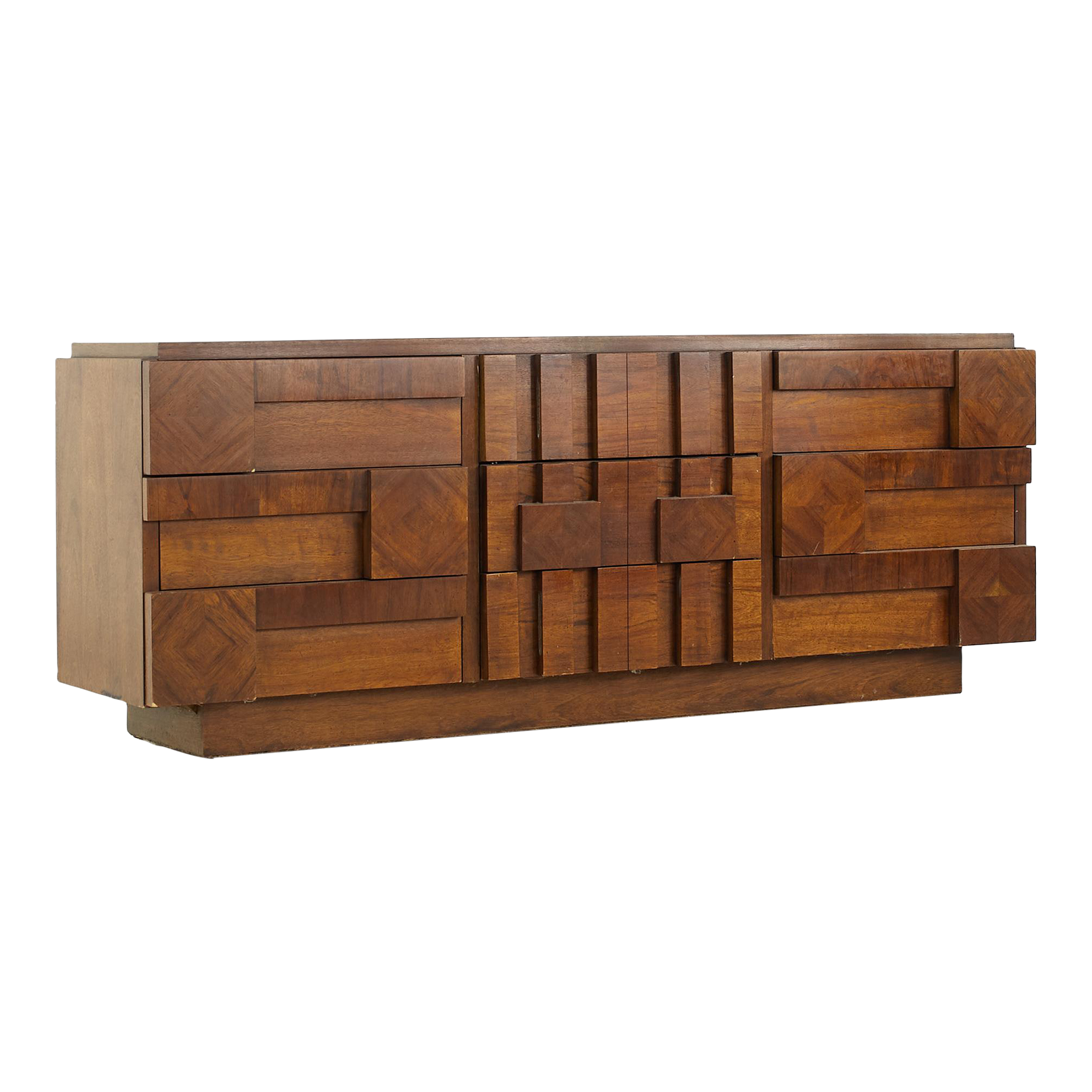 Lane Brutalist Mid Century Walnut Lowboy Dresser Chairish