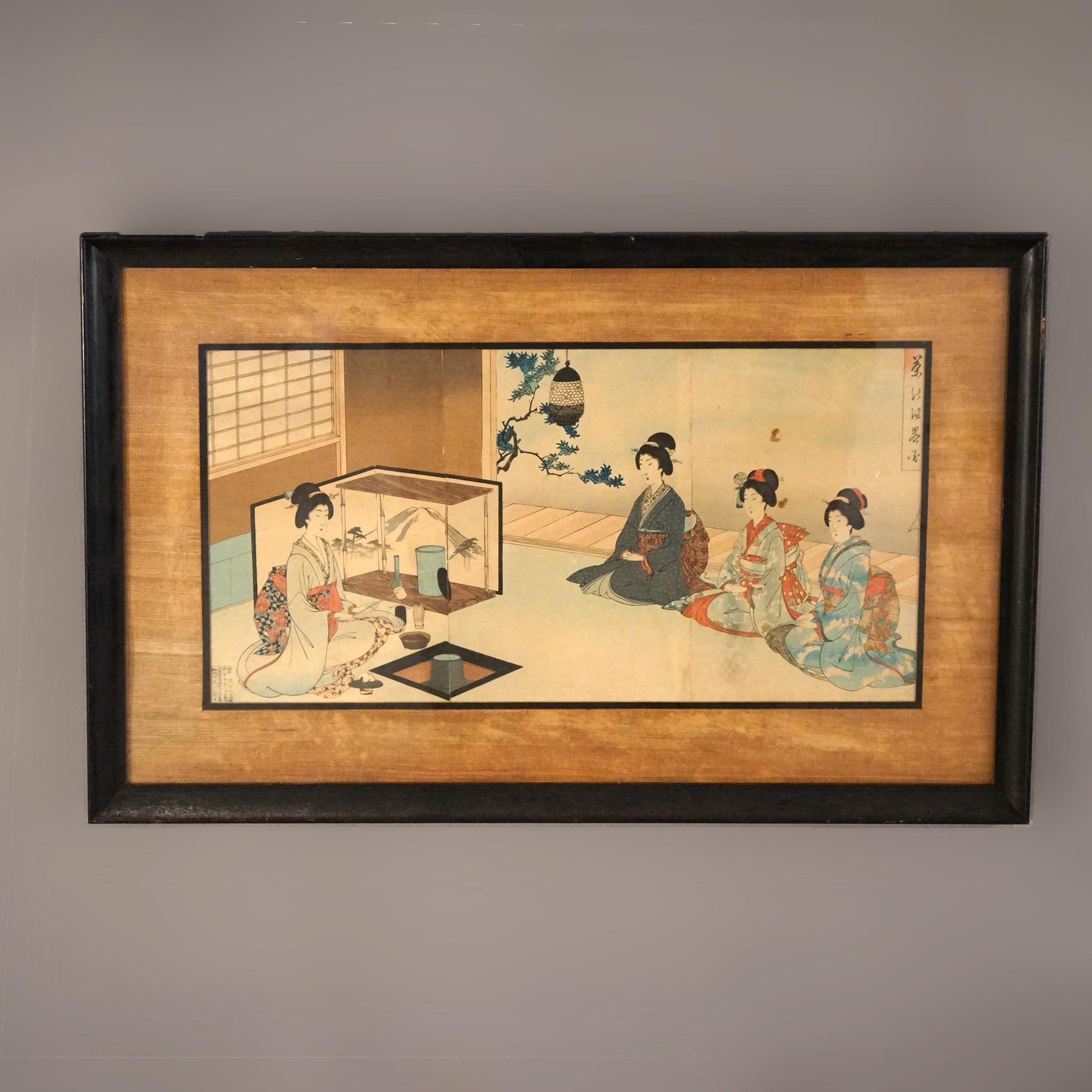 Antique Japanese Woodblock Triptych (3 Panel) Print by Antique Japanese Woodblock Triptych (3 Panel) Print by
