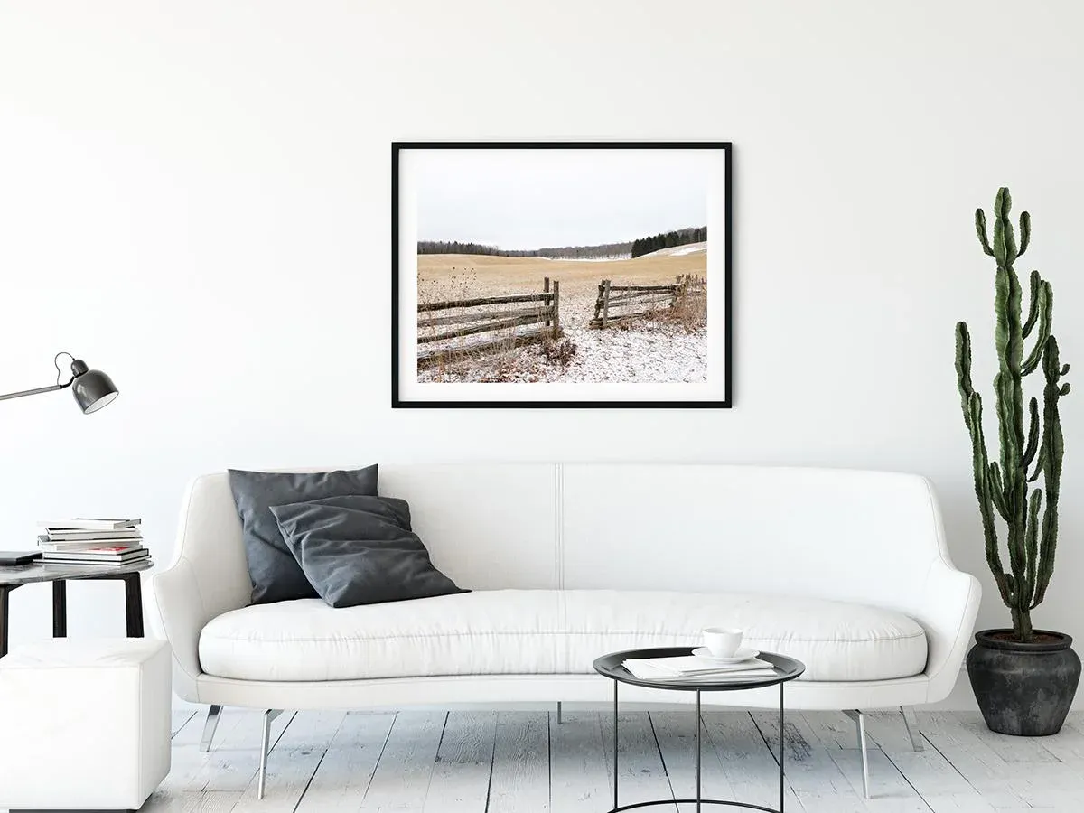 \'Quebec Farmland\' Contemporary Winter Landscape Fine Art Photography Print, 54 X 36\