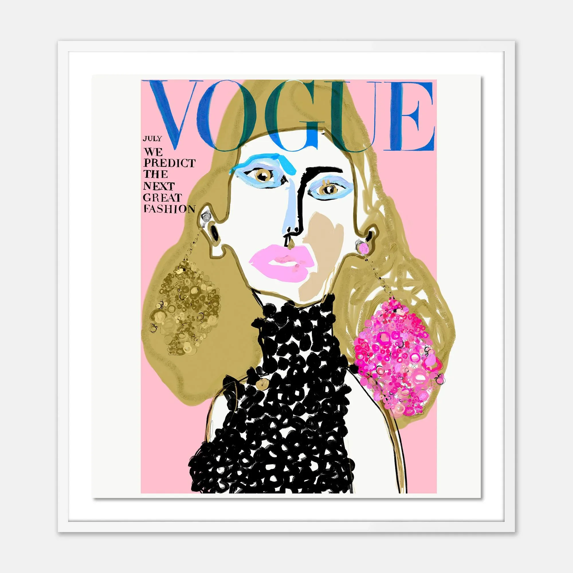 Vogue Cover July 1966 by Annie Naranian in White Frame, Small Art