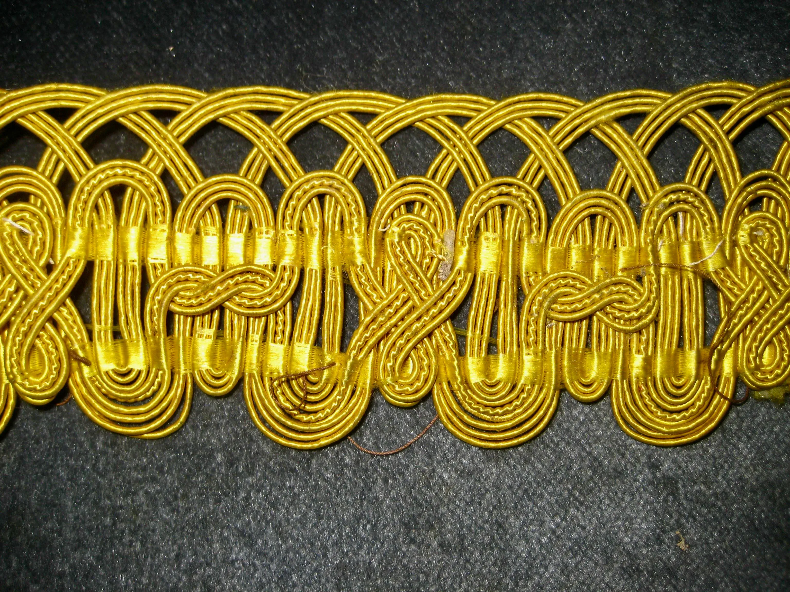 French Large Yellow Silk Trim Circa 1780 - 5 Yards