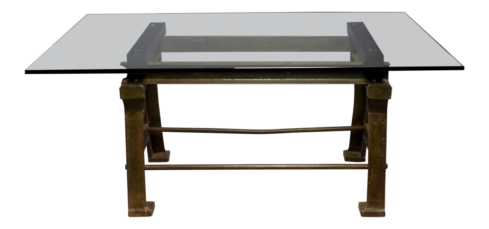 Industrial Cast Iron Table Base or Desk With Heavy Glass Top Chairish