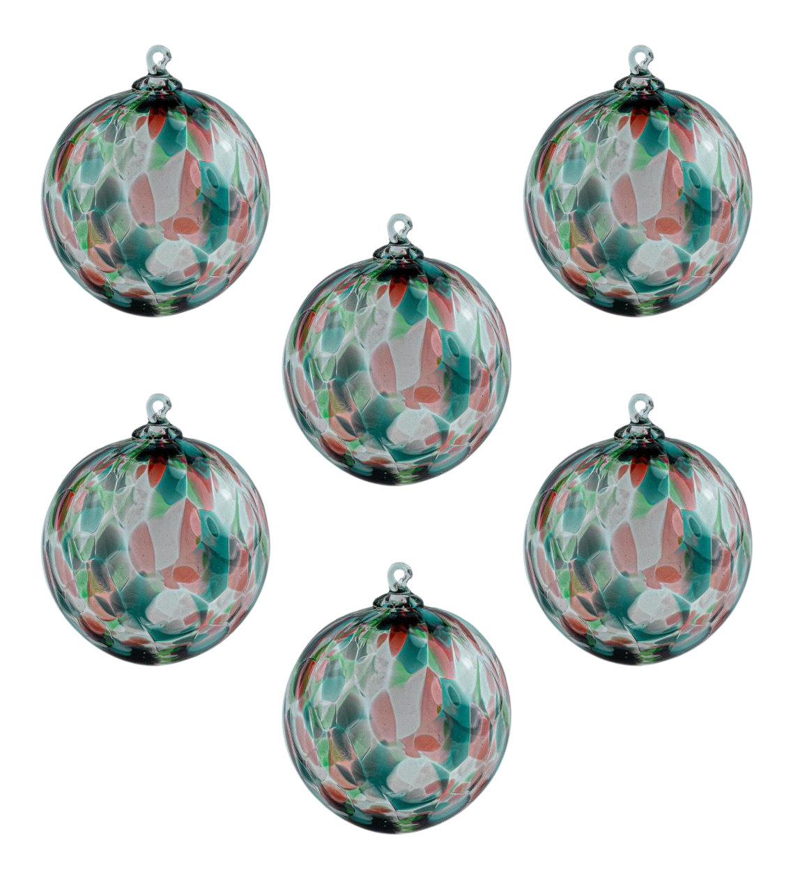 Christmas Handmade Glass Ornament Set Round mold, Set of 6 Chairish