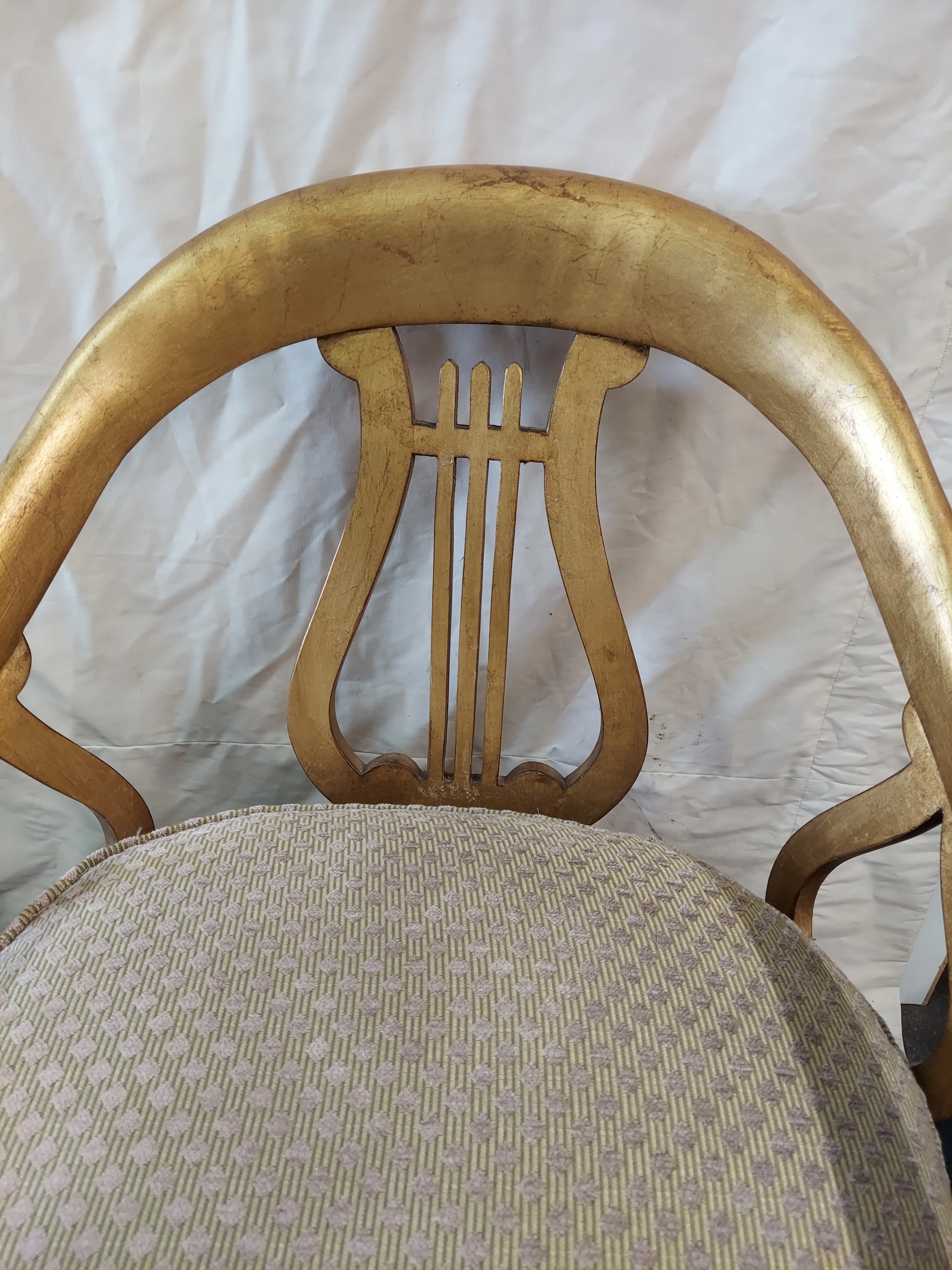 DREXEL HERITAGE社アームチェア DanshArtWeaving生地 Drexel Heritage Collection Gold Leaf Harp Shaped Back Arm Chair