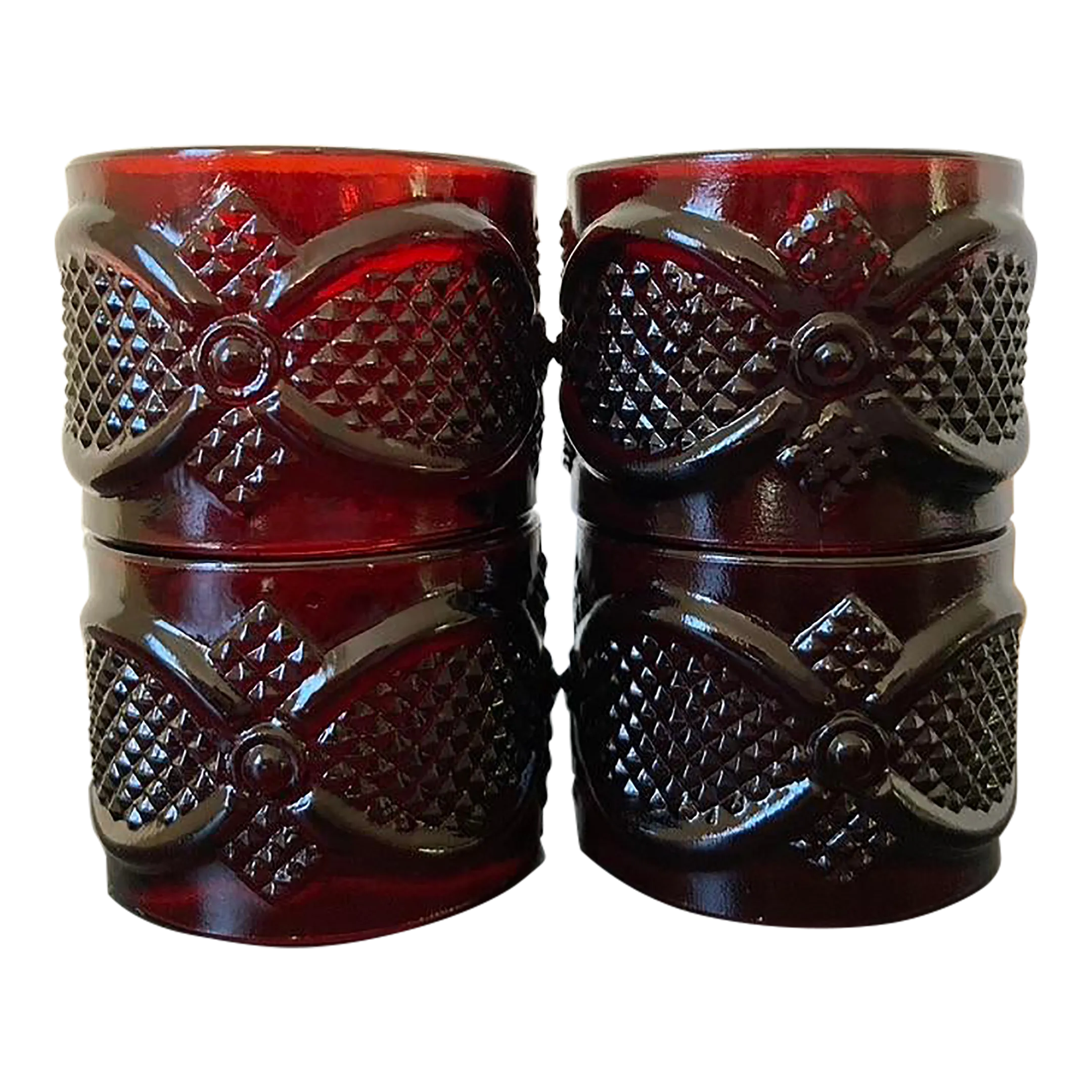 Regency Ruby Red Art Glass Napkin Rings- Set of 4