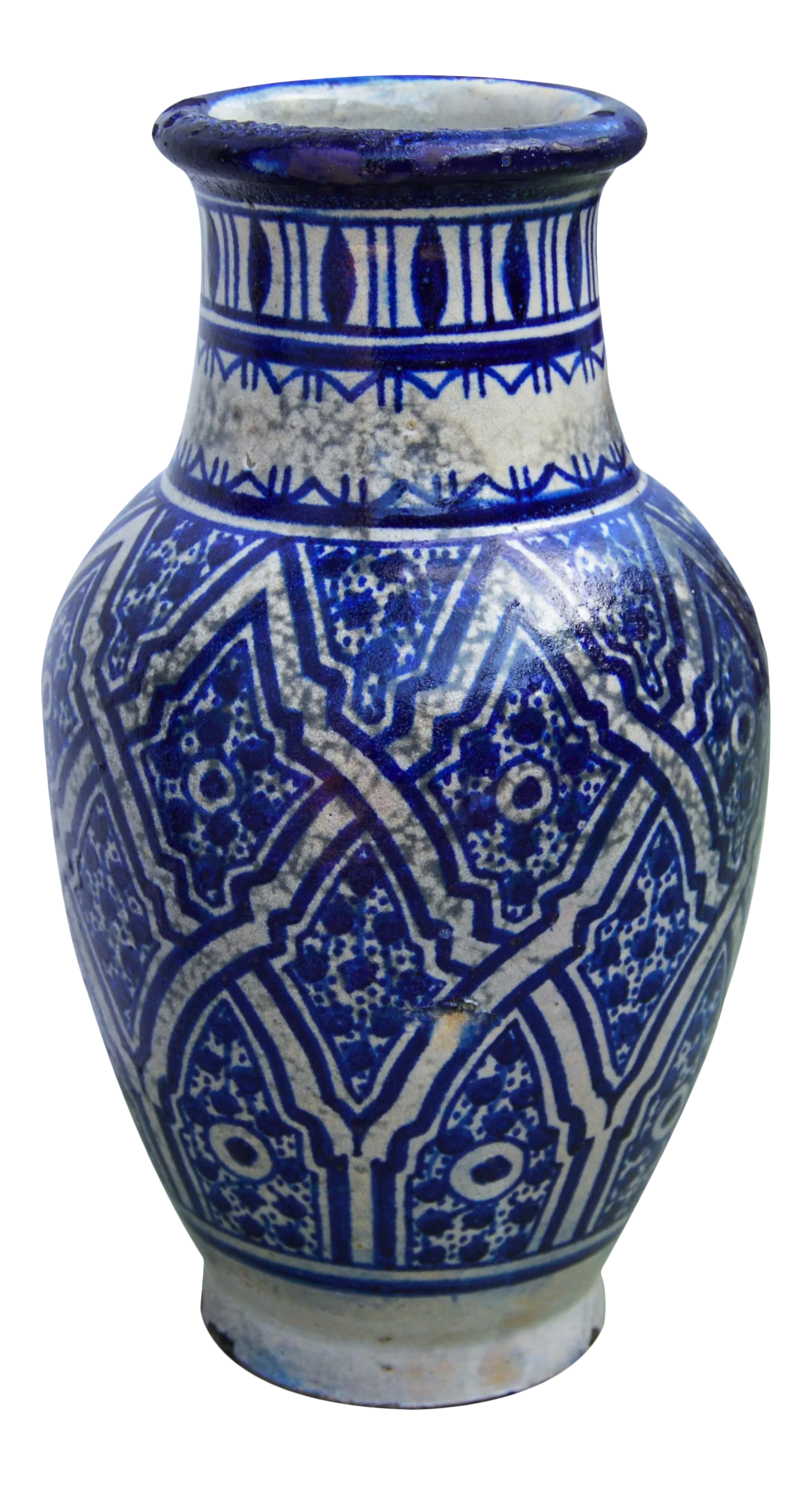 Moroccan Ceramic Blue Vase | Chairish