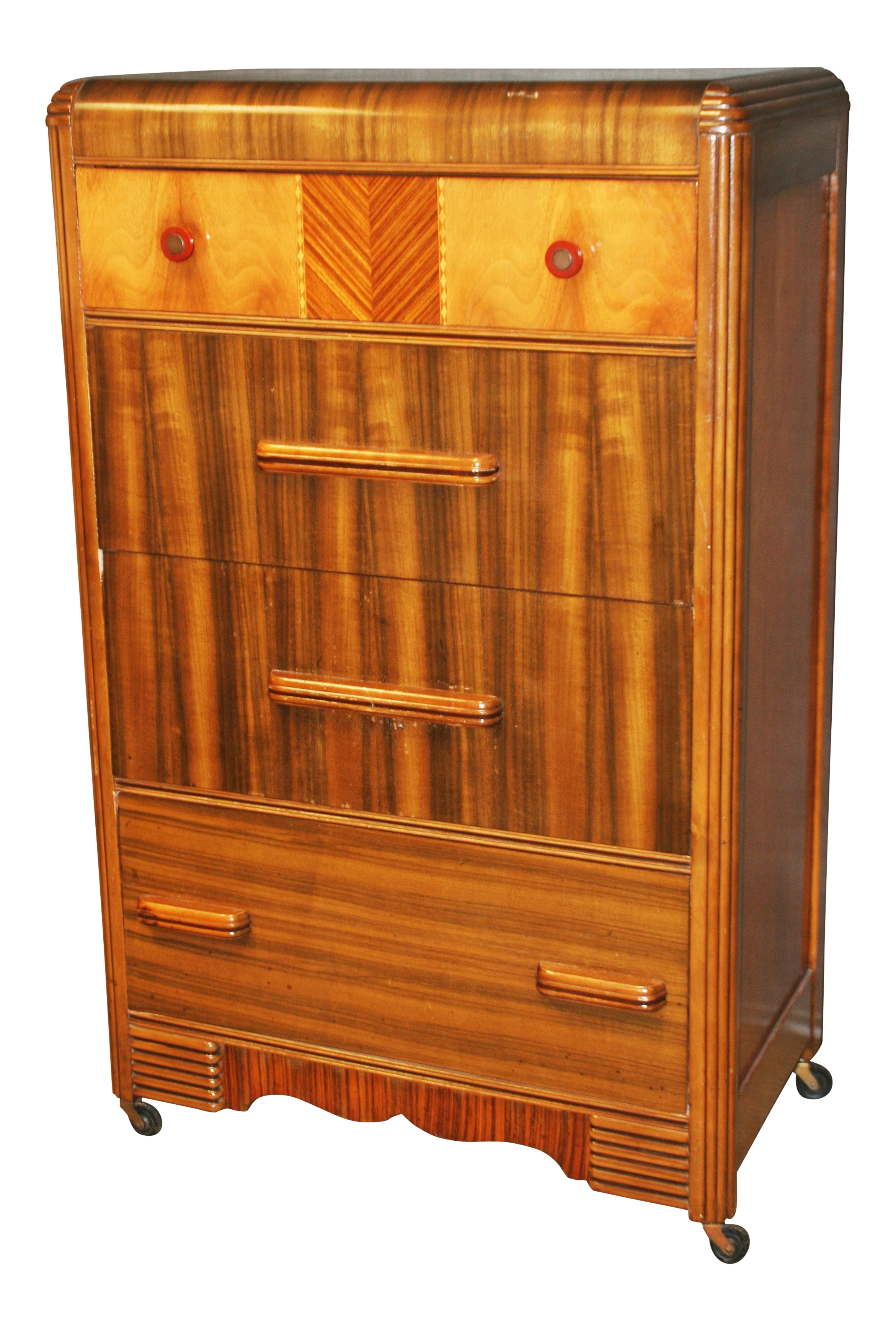 Art Deco Waterfall Dresser With Bakelite Drawer Pulls Chairish