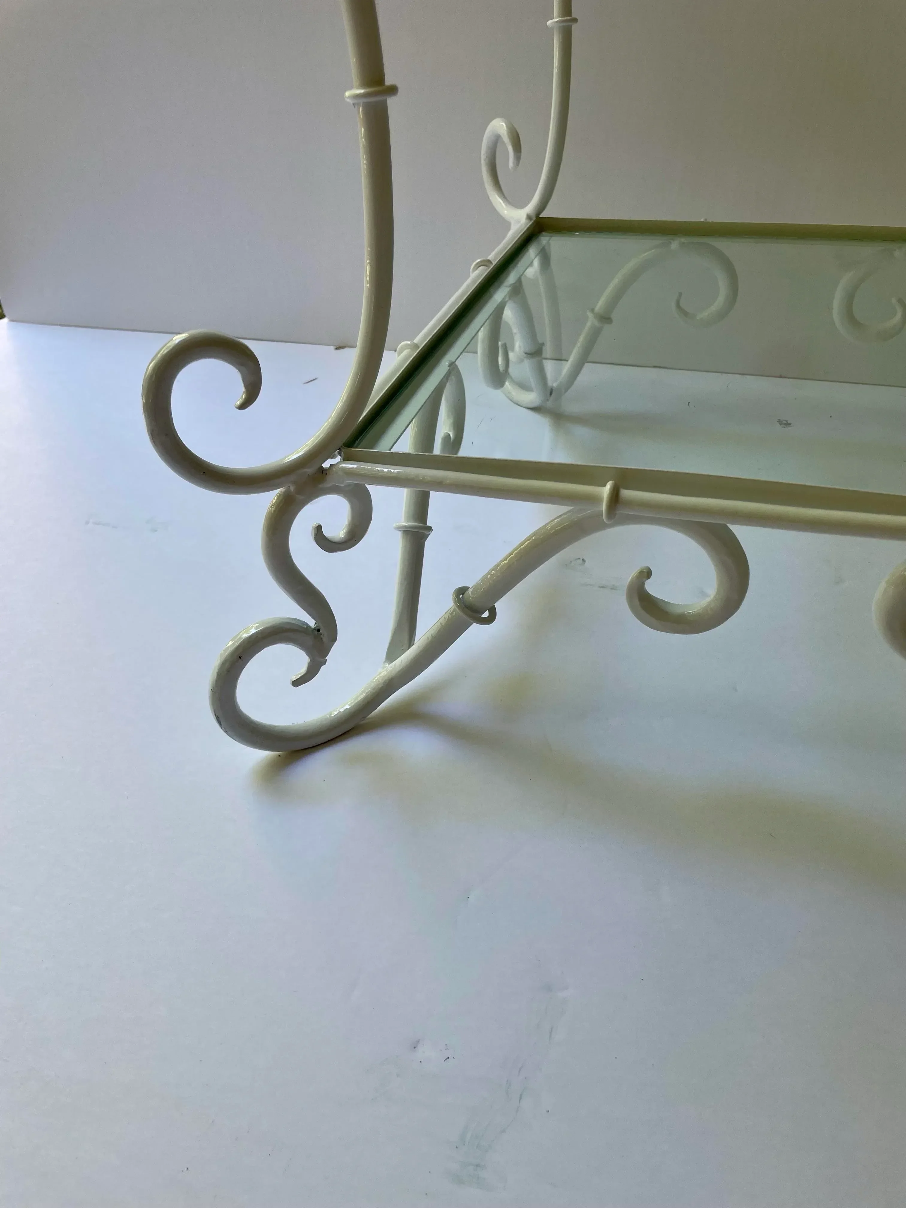 Italian Scrolled Pagoda Top Wrought Iron Etagere
