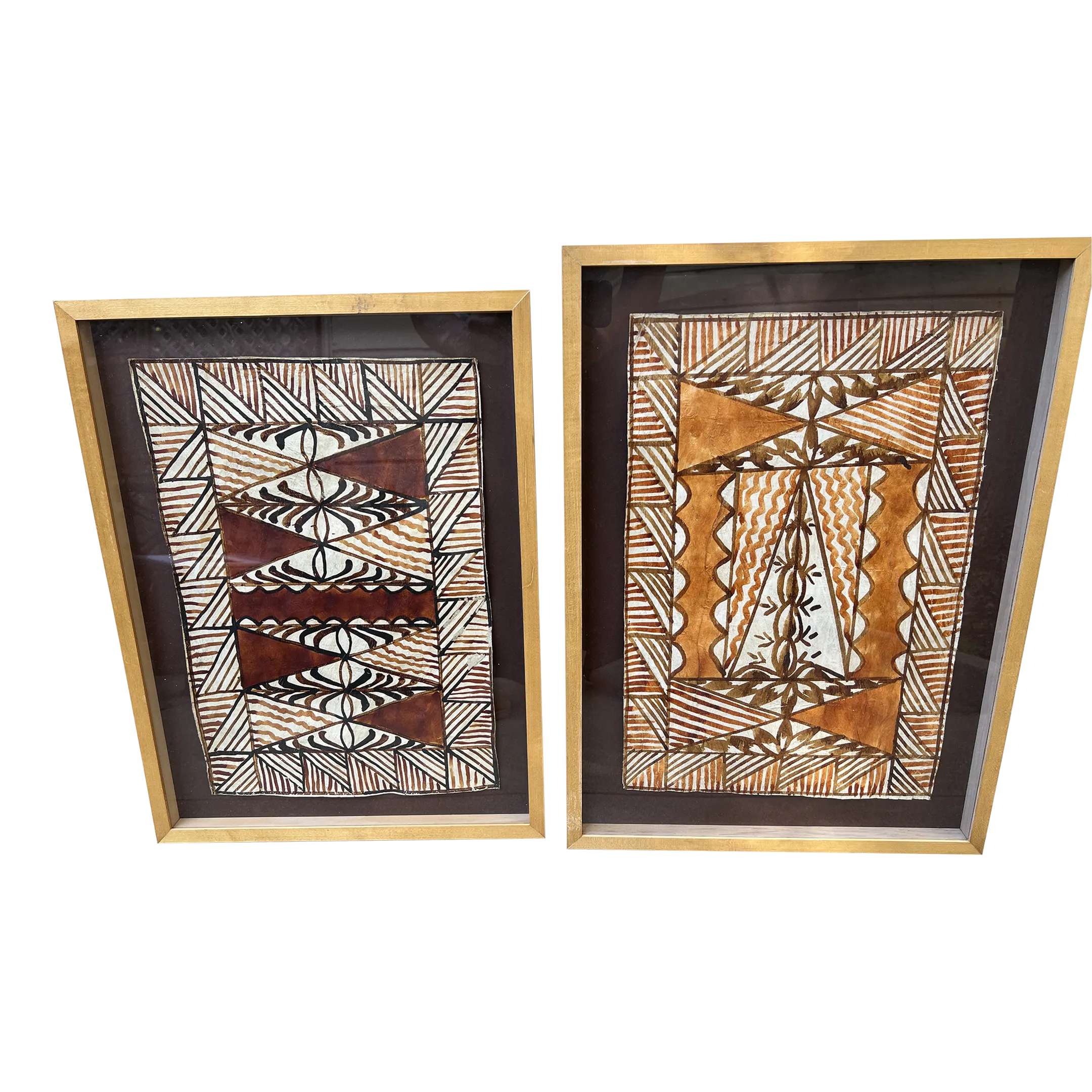 Late 20th Century Geometric Art Deco Drawings, Framed - Set of 2