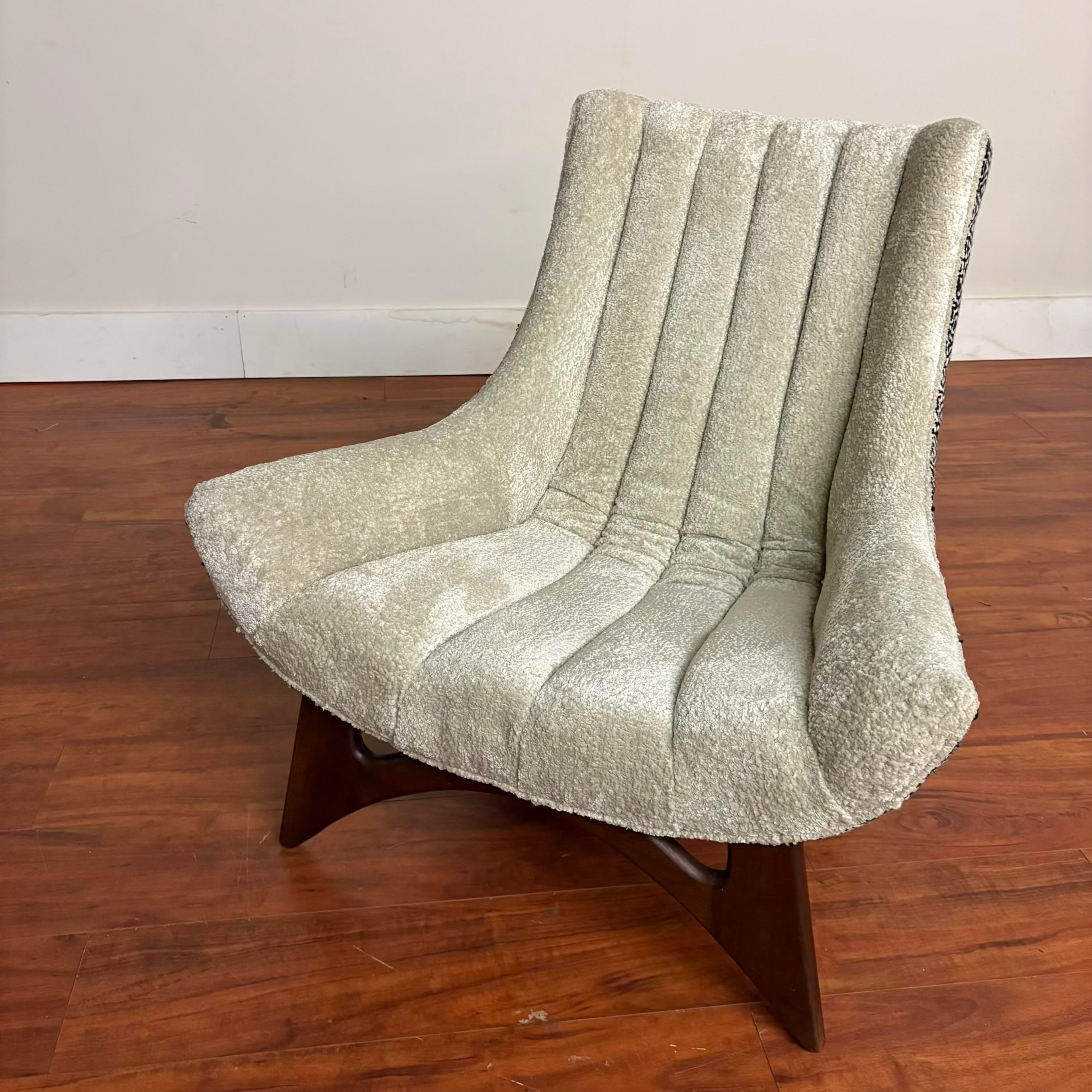Mid-Century Adrian Pearsall Lounge Chair, Newly Reupholstered in Knoll Ita & Nobilis Arctique