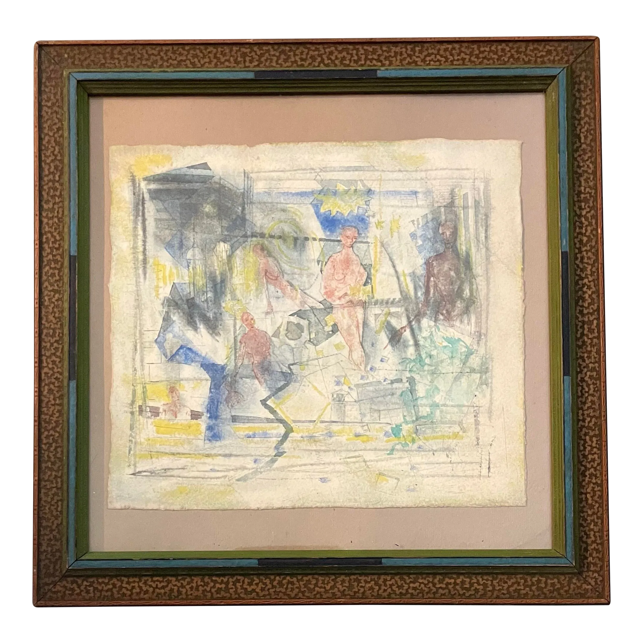 1940’s Original Modernist Surrealist Nude Figure Watercolor Painting ...