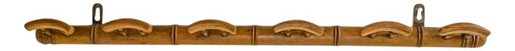 French Wall Mounted Coat Rack in Faux Bamboo, 1950s