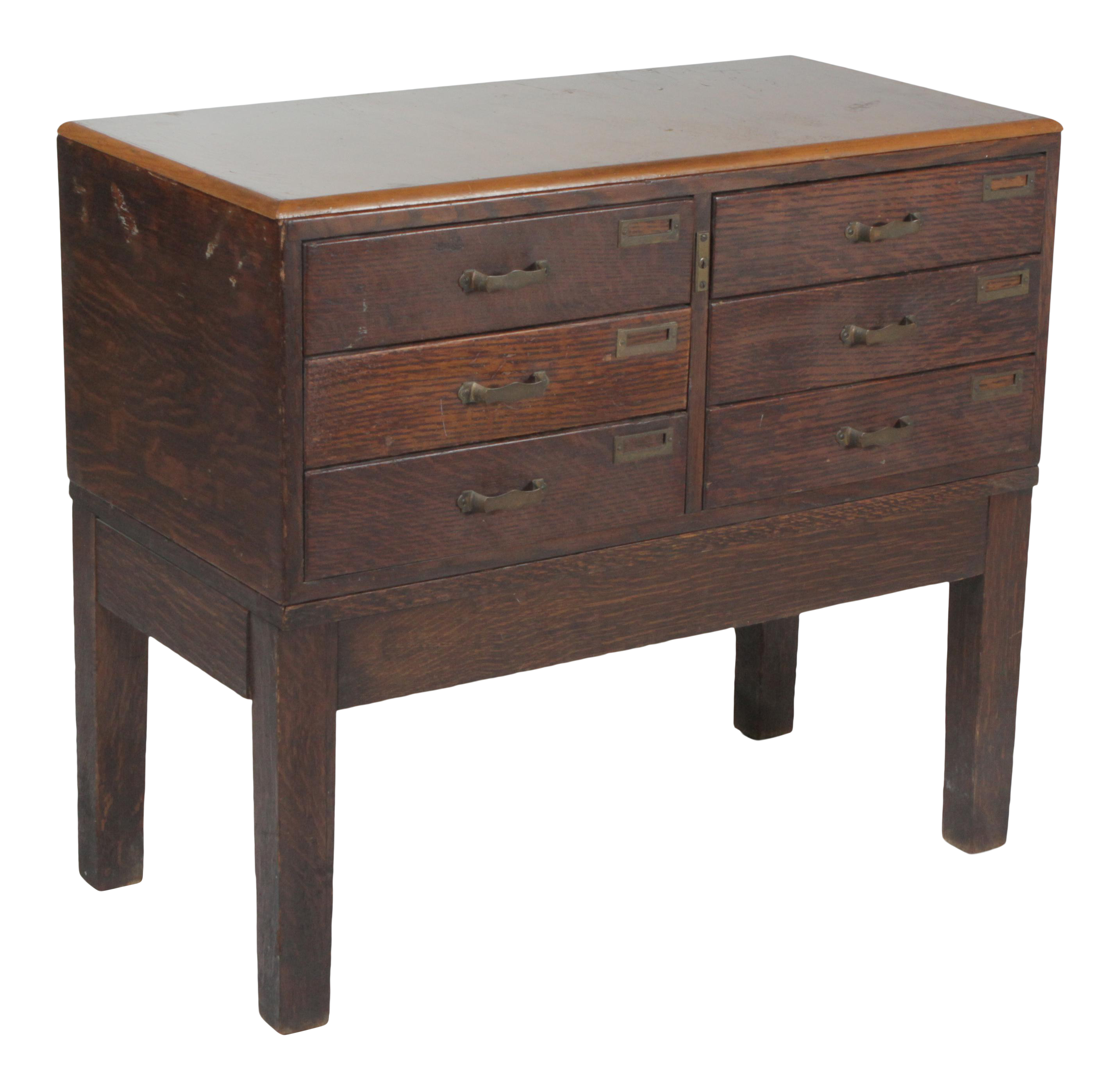 1940s Industrial Oak Six Drawer Library Card File Cabinet Chairish