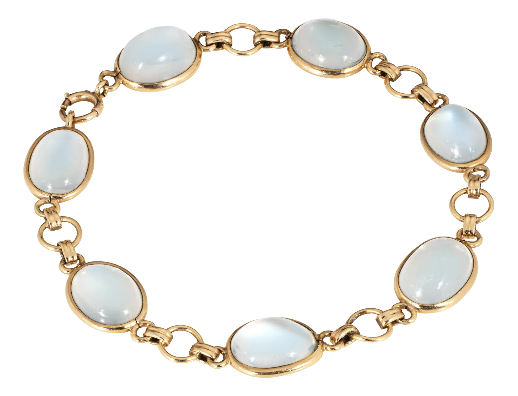 1920s Vintage Art Deco Moonstone Bracelet 14k Yellow Gold