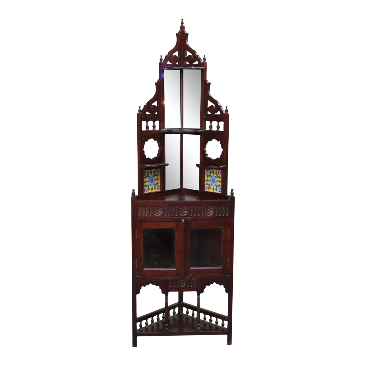 1950s Vintage Corner Hand Carved Display Case Chairish