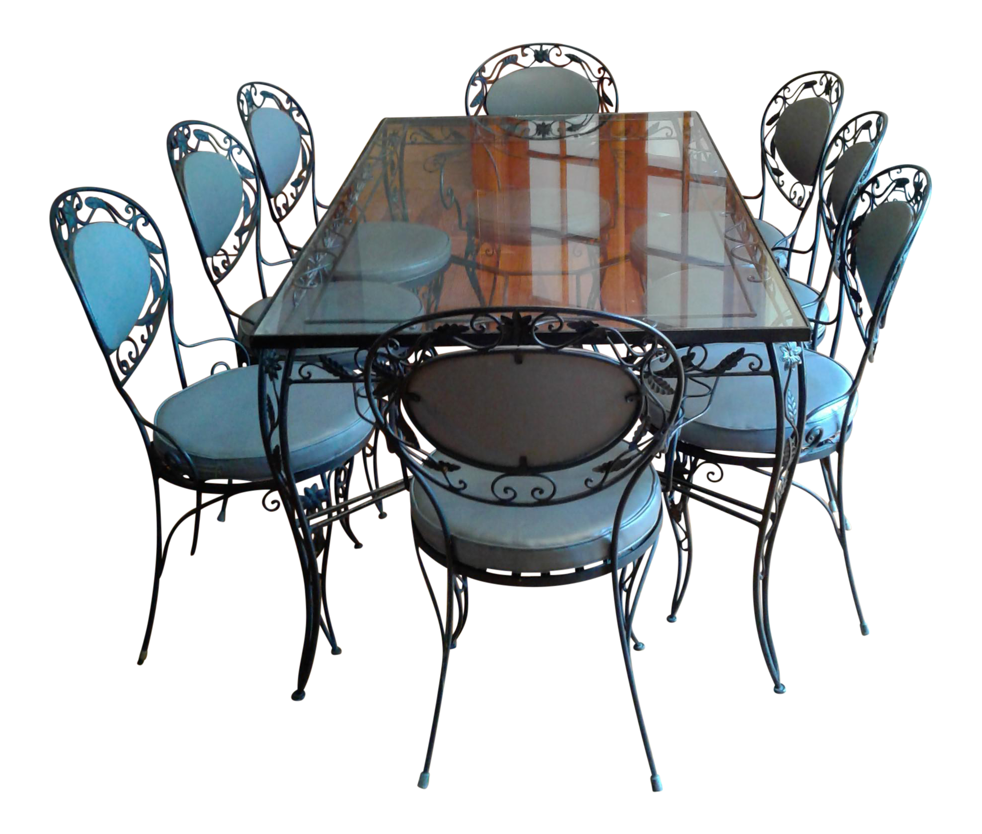 Wrought Iron and Glass Dining Room Set Chairish