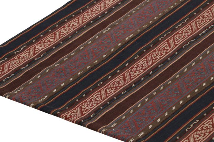 1950s Vintage Persian Jajim Kilim in Red, Blue & Brown Patterns by Rug & Kilim