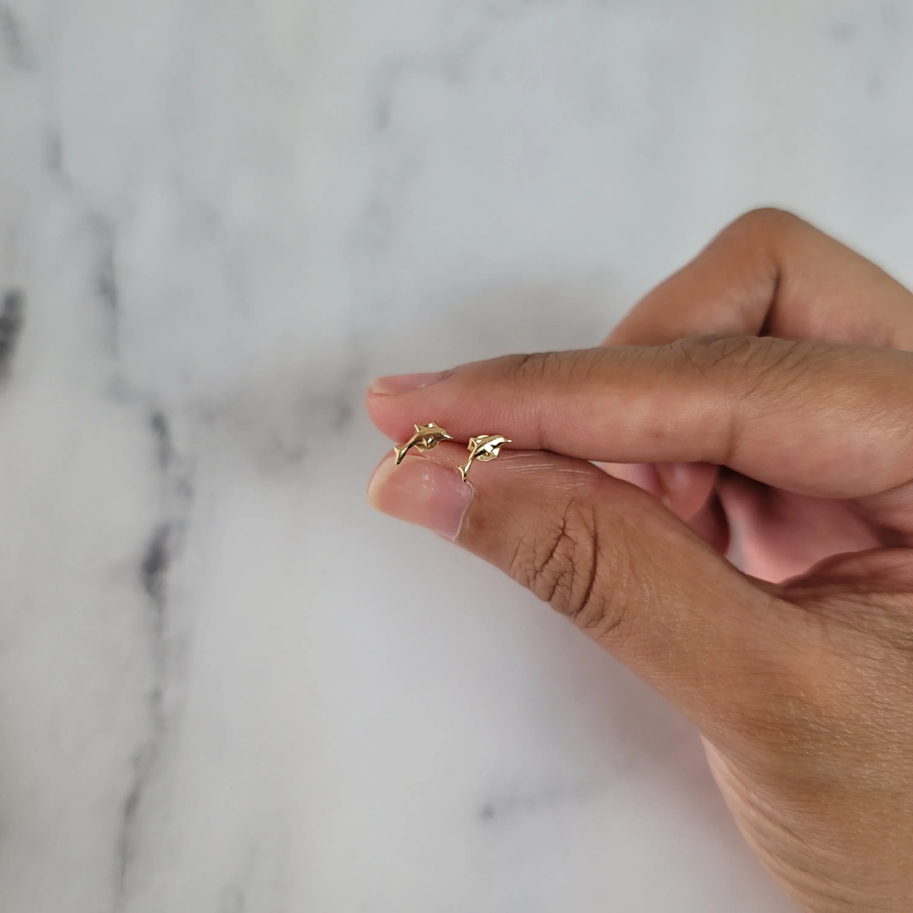 Polished Dolphin Studs 14k Yellow Gold, 2 Pieces