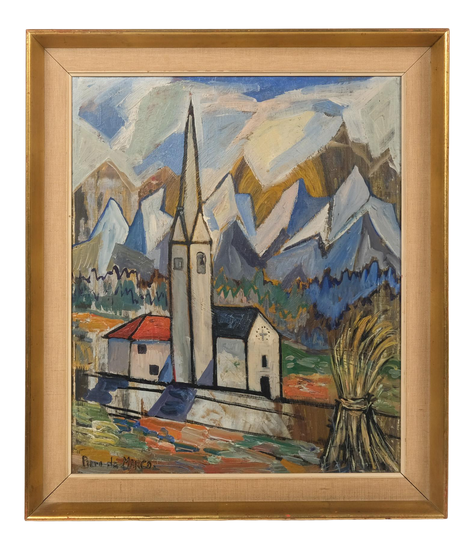 Post Impressionist Mountain Church Landscape Piero De Marco Oil On Canvas Chairish