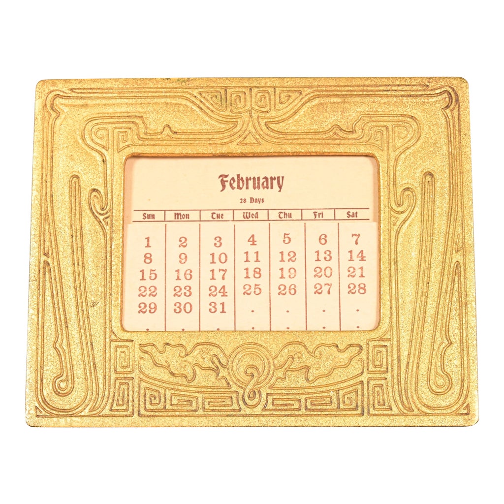 Tiffany Studios New York Chinese Pattern Bronze Doré Desk Calendar