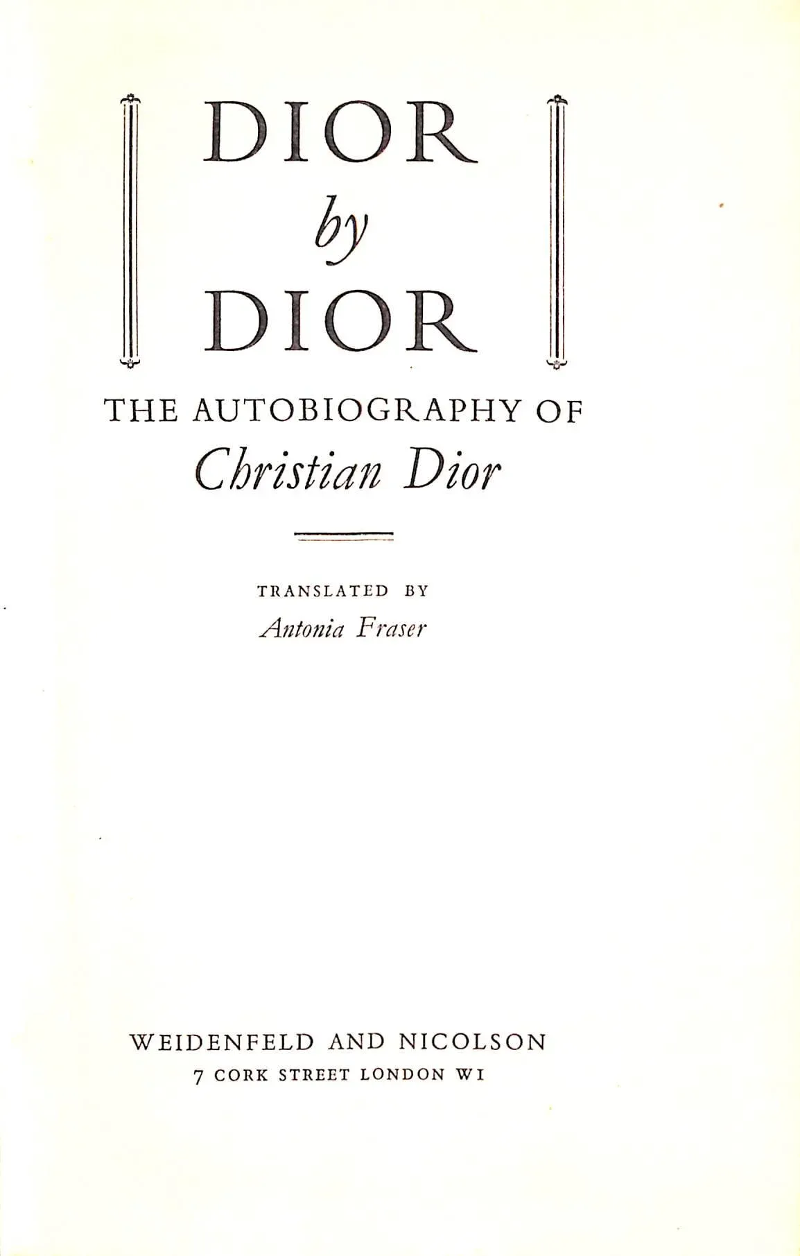 Dior by Dior the Autobiography of Christian Dior