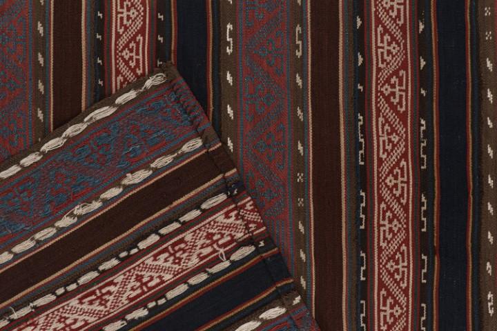 1950s Vintage Persian Jajim Kilim in Red, Blue & Brown Patterns by Rug & Kilim