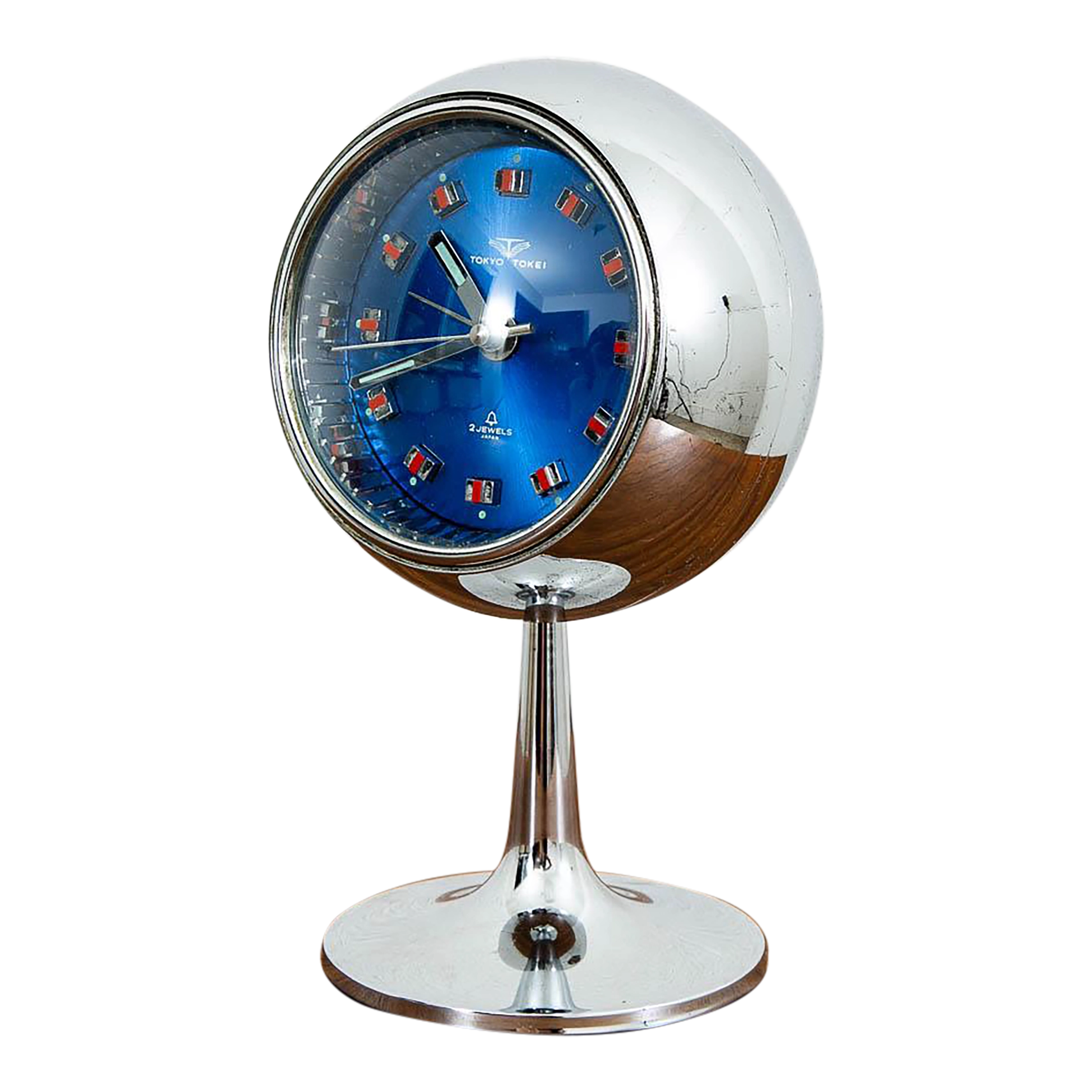 Mid Century Modern Alarm Clock Tokyo Tokei Space Age Chrome