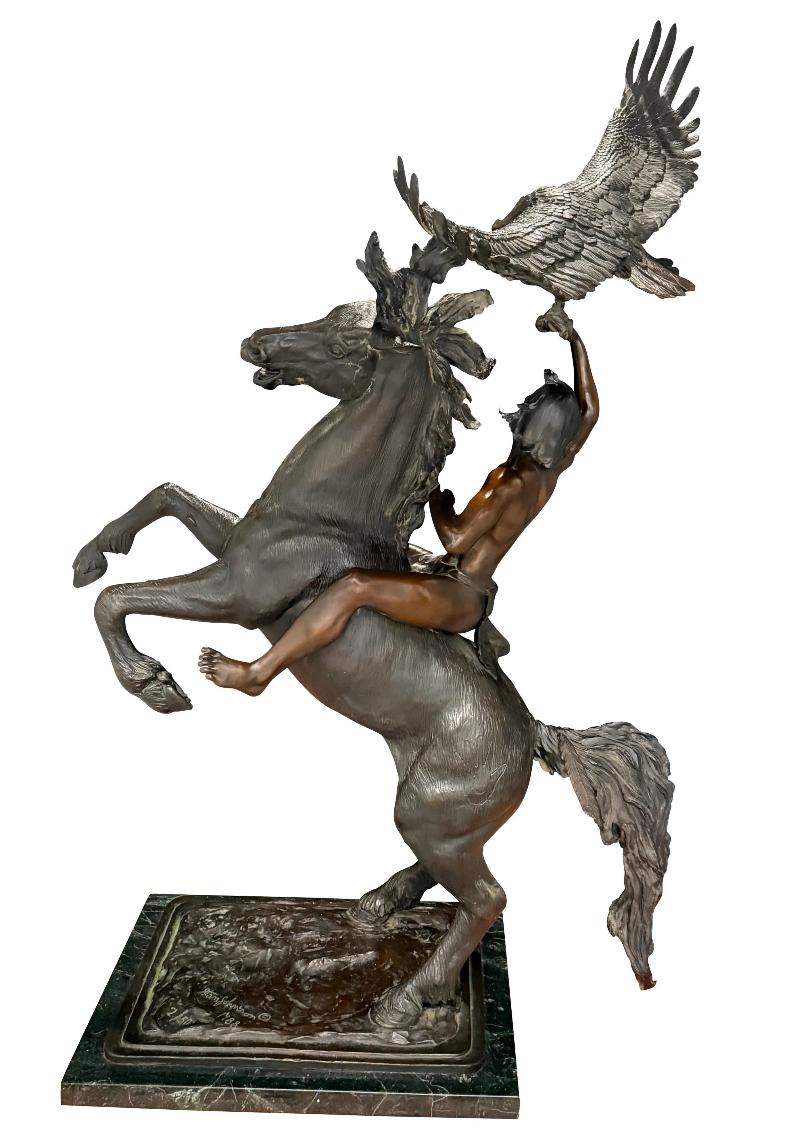 1980s Large American Western Bronze Sculpture By Stan Johnson