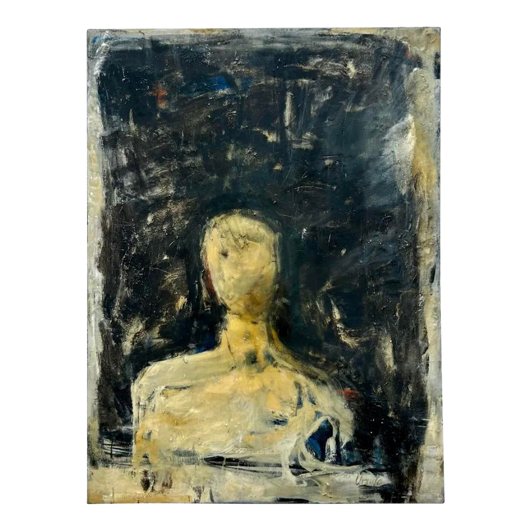 Vintage Boho Abstract Figure Painting