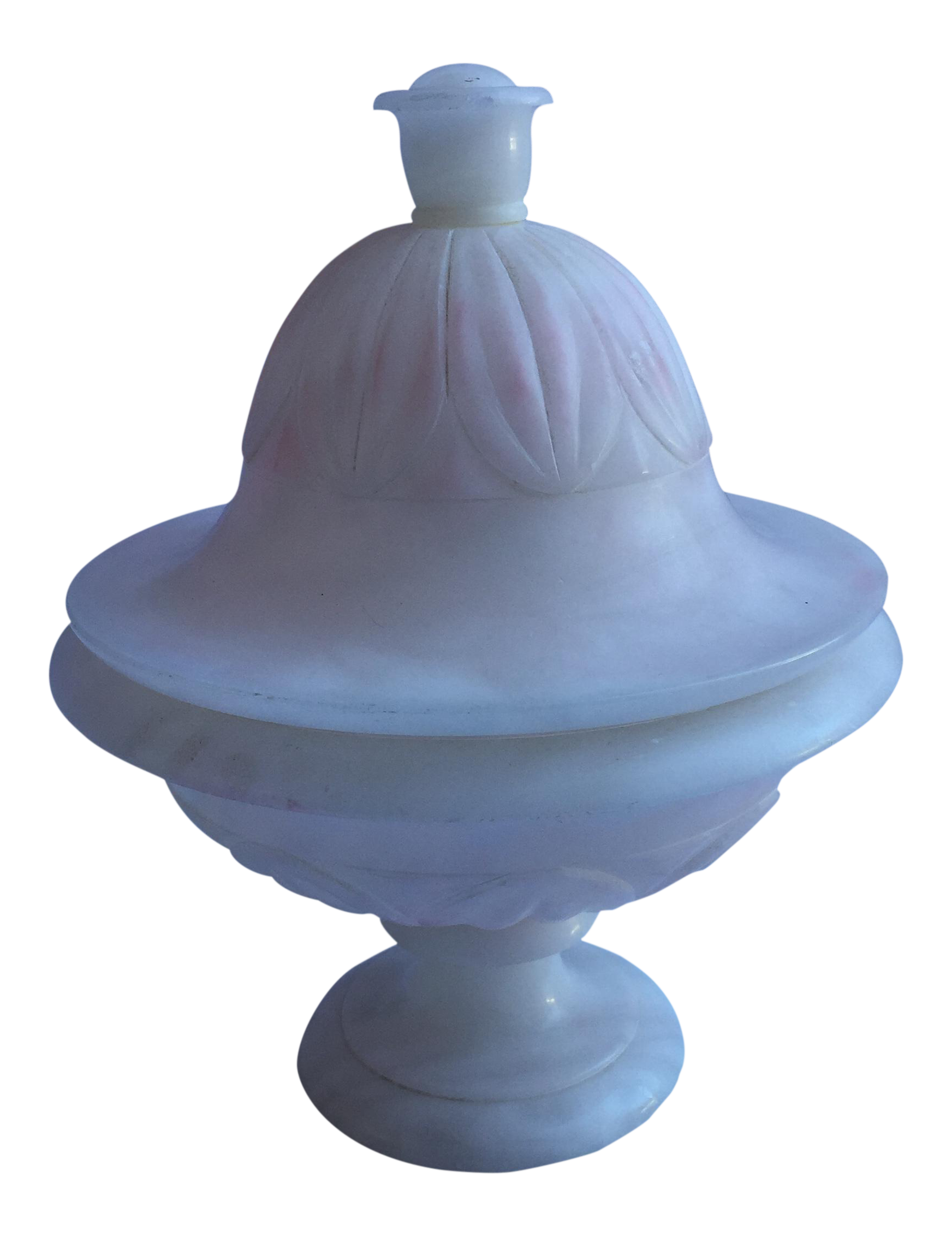 White & Pink Alabaster Pedestal Bowl Chairish
