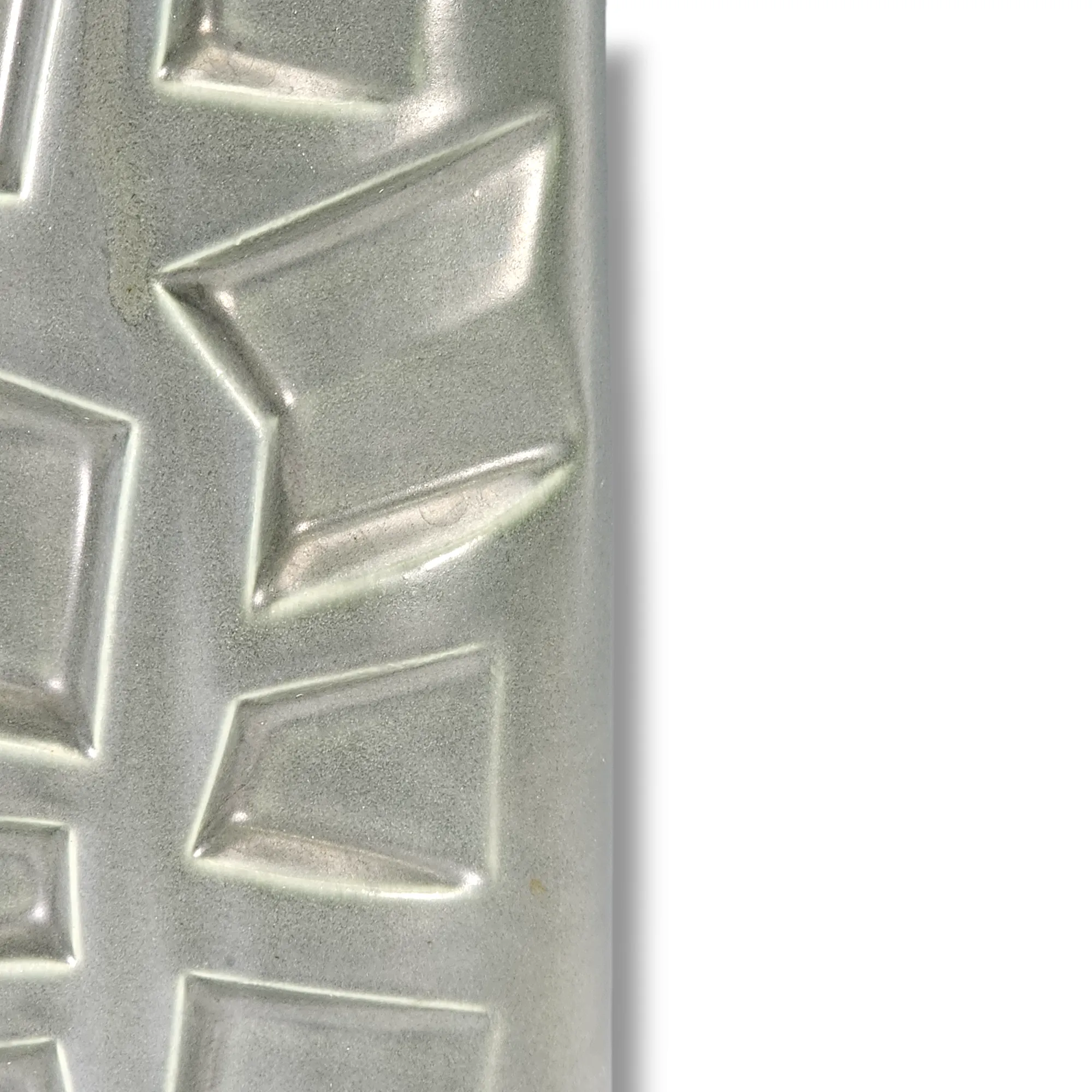 Japanese Green Brutalist Matte Geometric Ceramic Vase