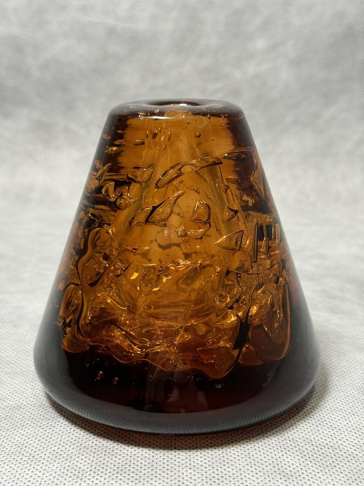 Amber Whirlpool Cone Vase by František Vízner for Skrdlovice, 1968