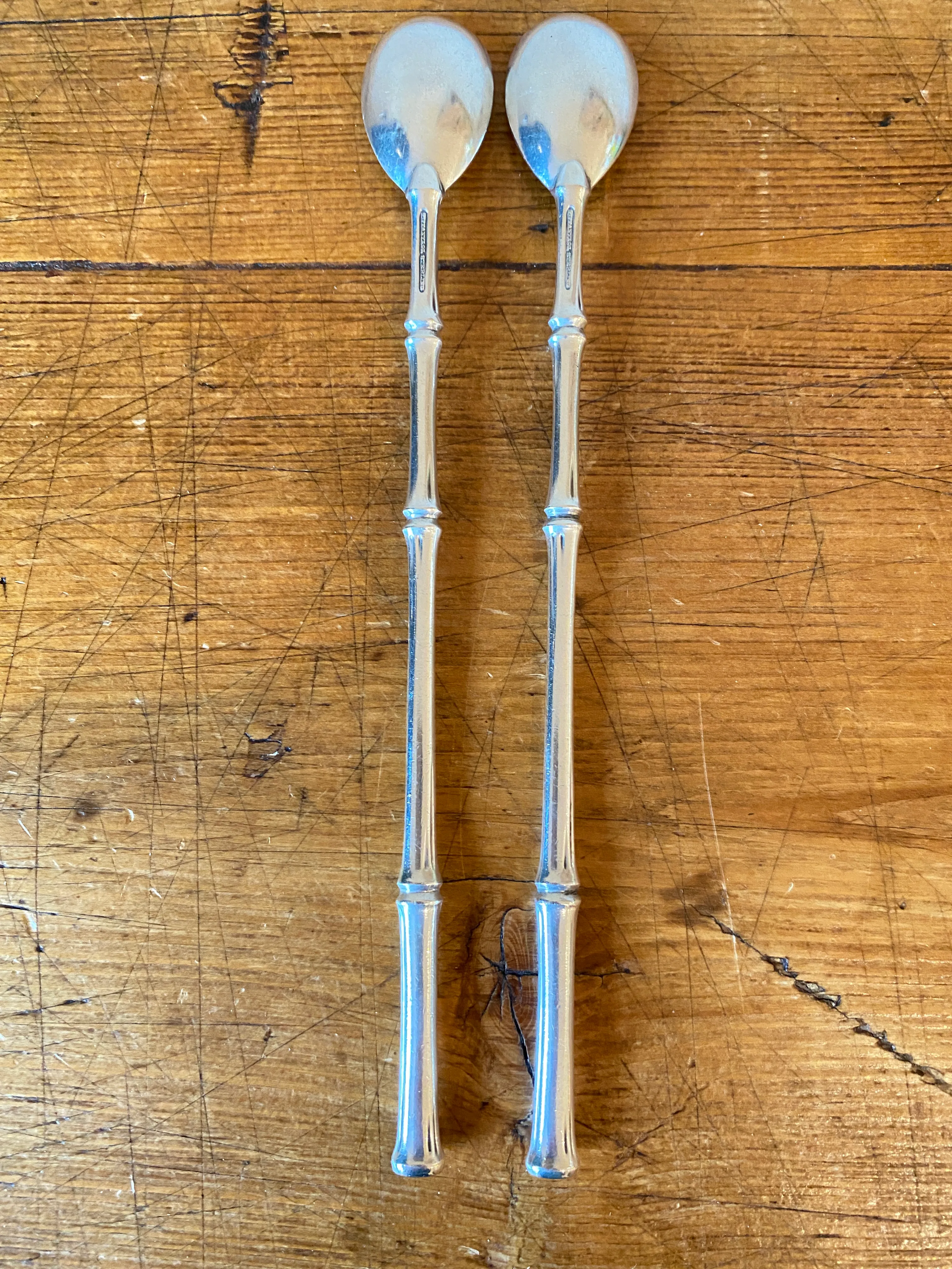 Vintage Tiffany & Co. Bamboo Sterling Silver Iced Tea Spoons- Set