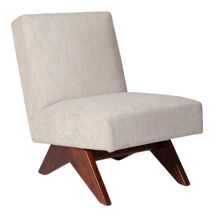 Jeanneret Upholstered Armless Lounge Chair in Beige Chairish