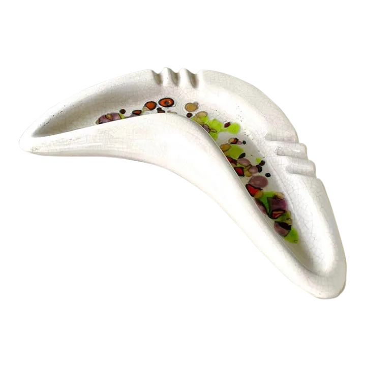 MidCentury Modern Atomic Boomerang Ceramic Ashtray Chairish